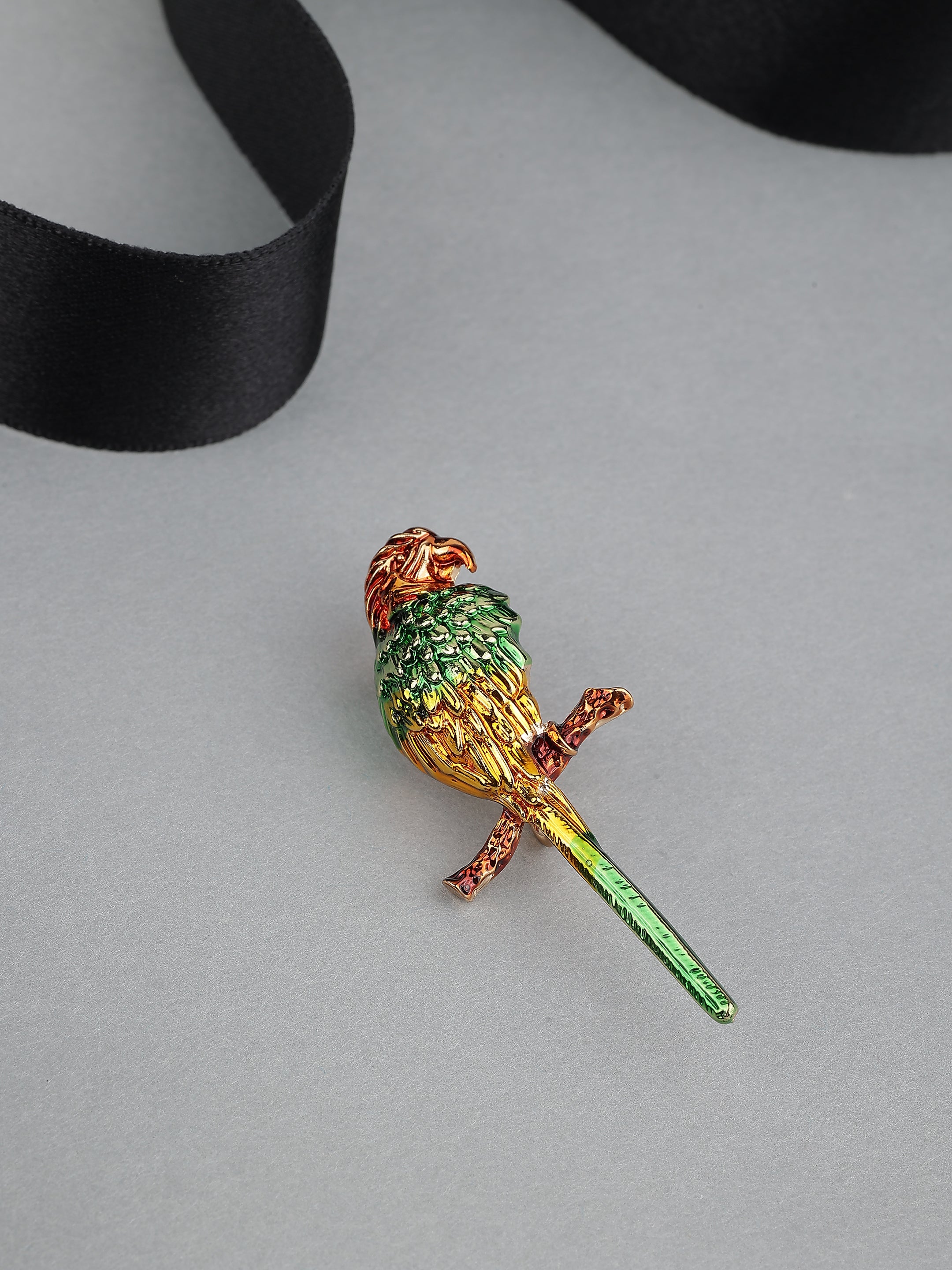 Parrot Design Enamel Brooch