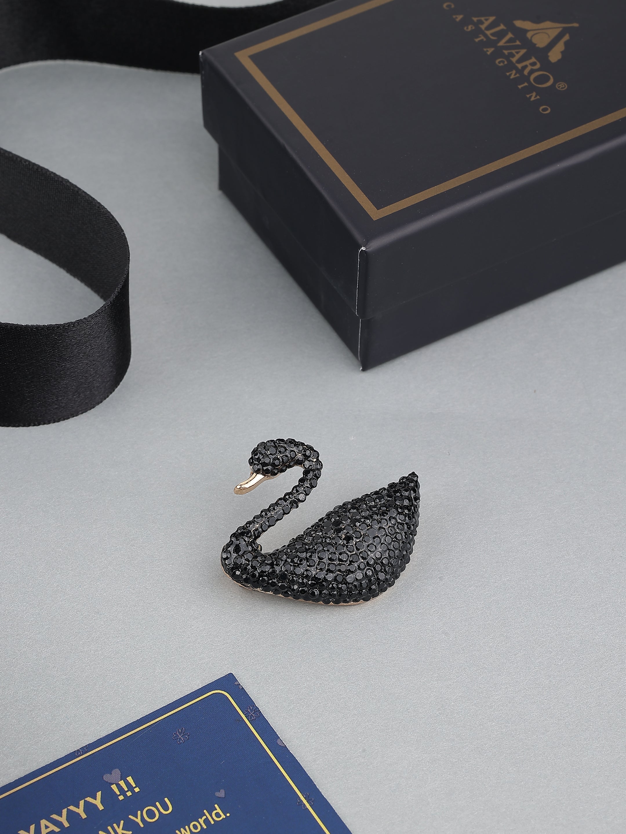 Swan Design Stone Studded Brooch