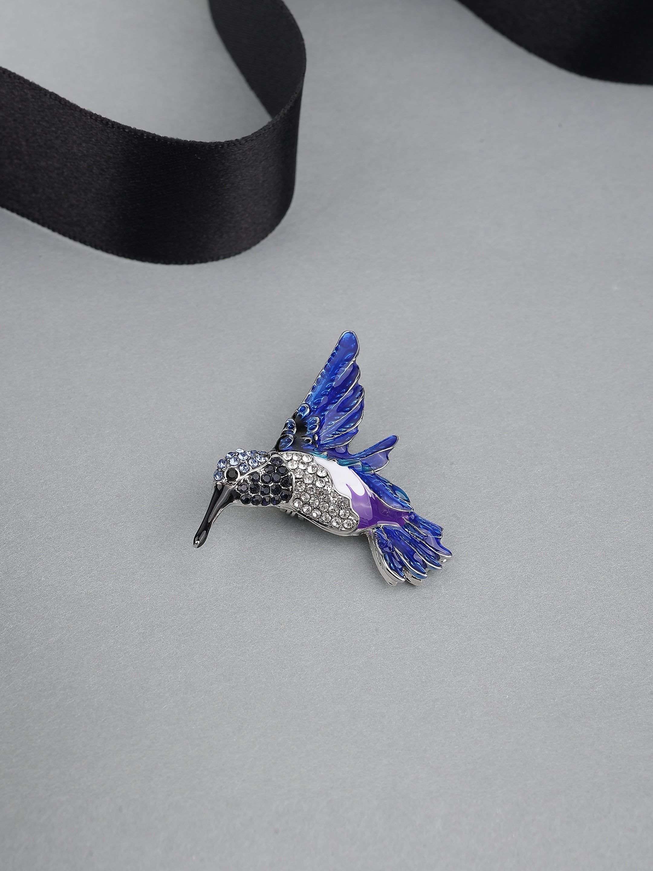 Vibrant Hummingbird Stone Studded Brooch