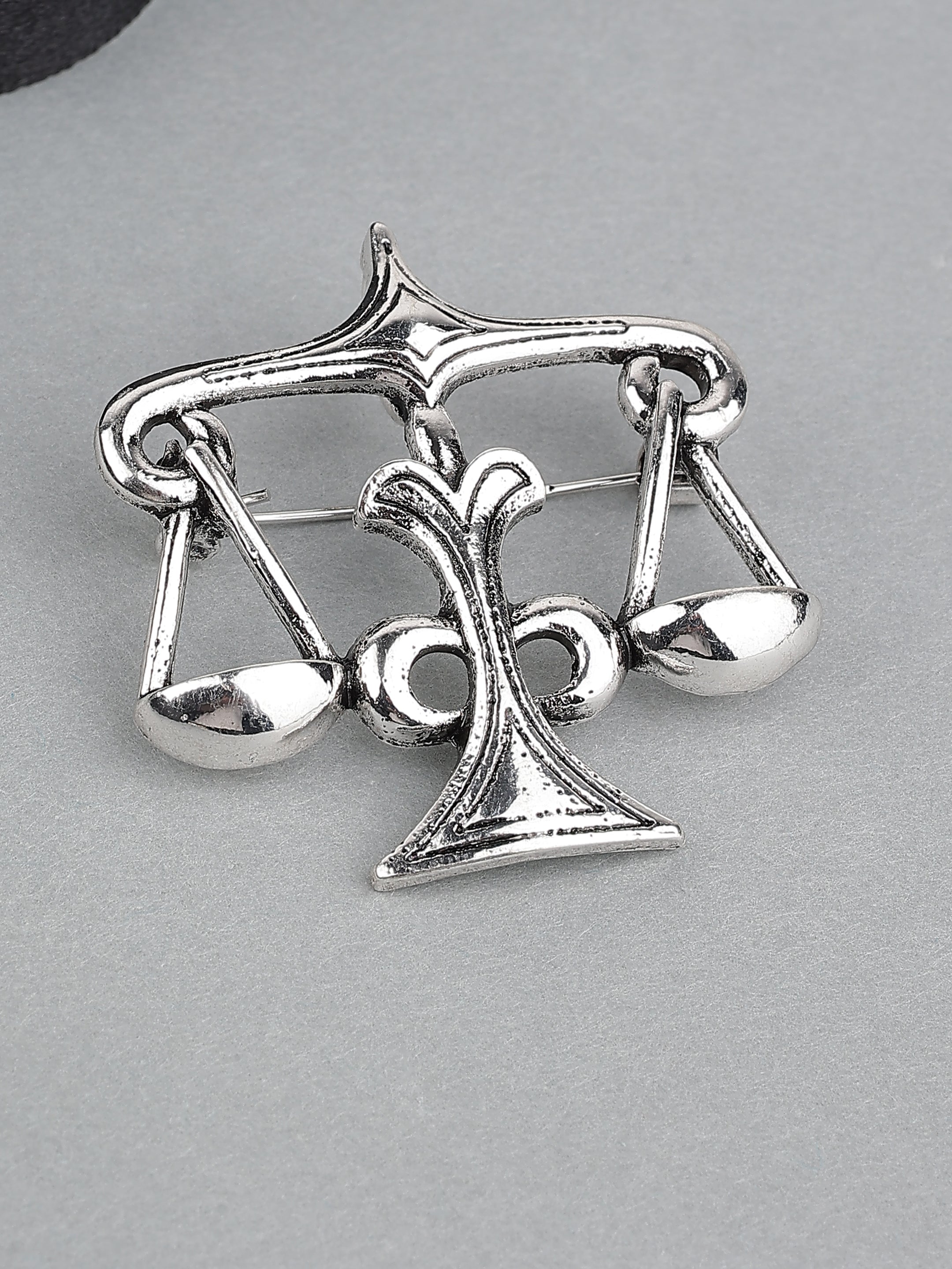 Silver-Tone Scales of Justice Brooch