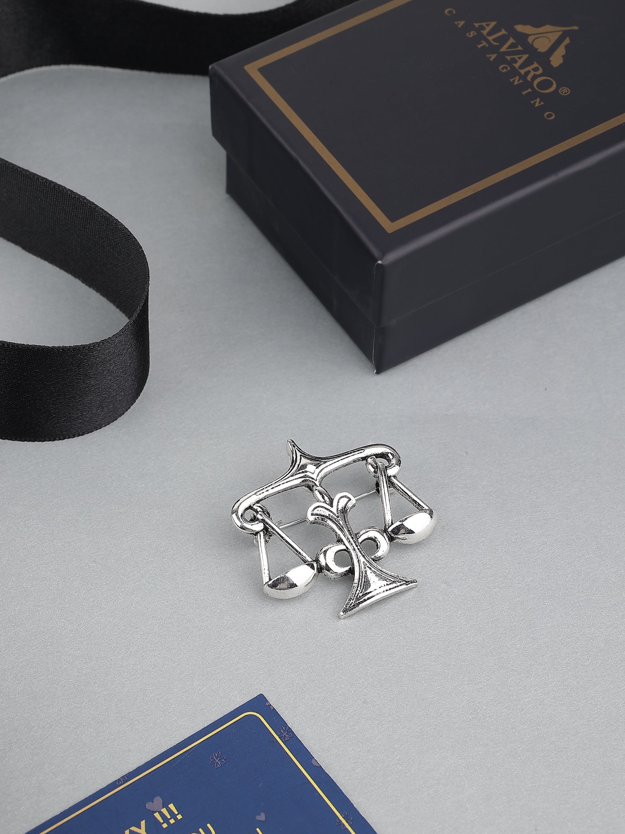 Silver-Tone Scales of Justice Brooch