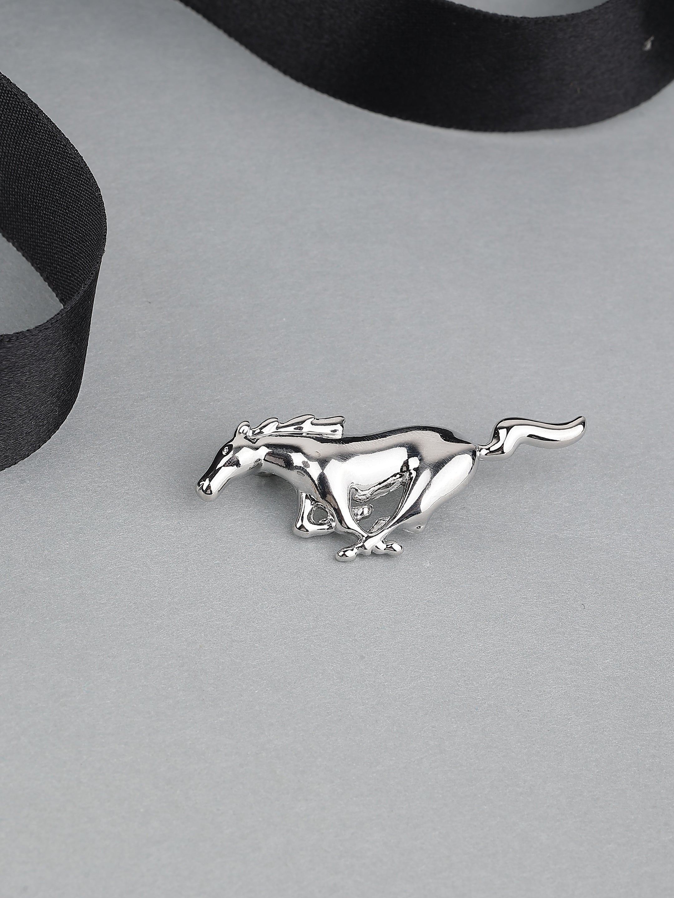 Silver-Tone Running Horse Brooch