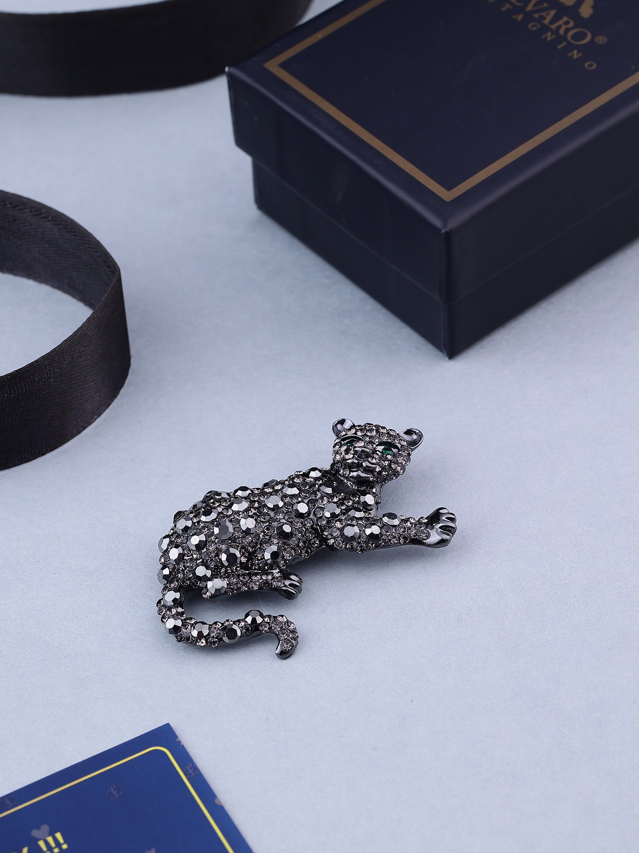 Black Panther Crystal Brooch