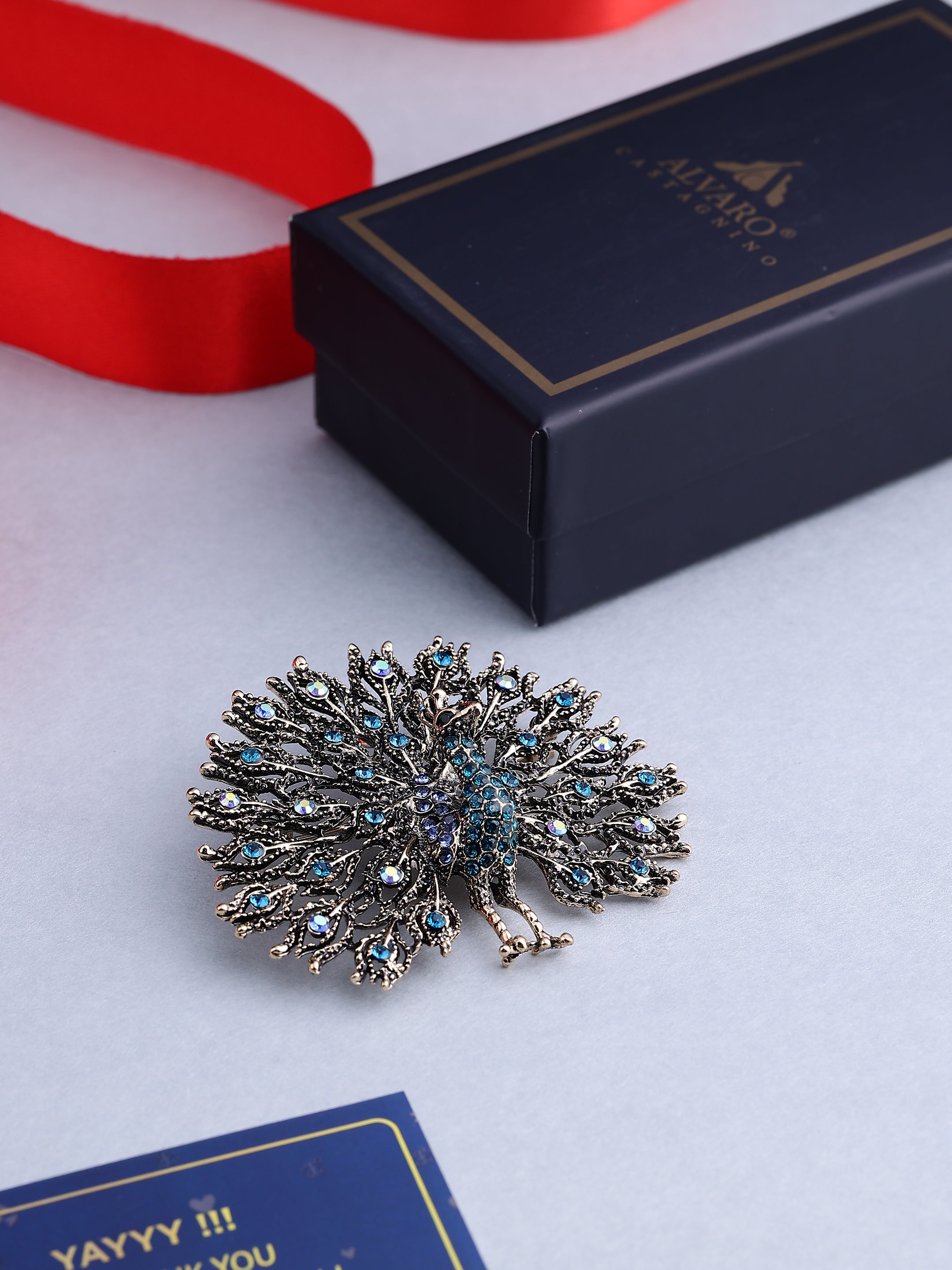 Gold Peacock Brooch