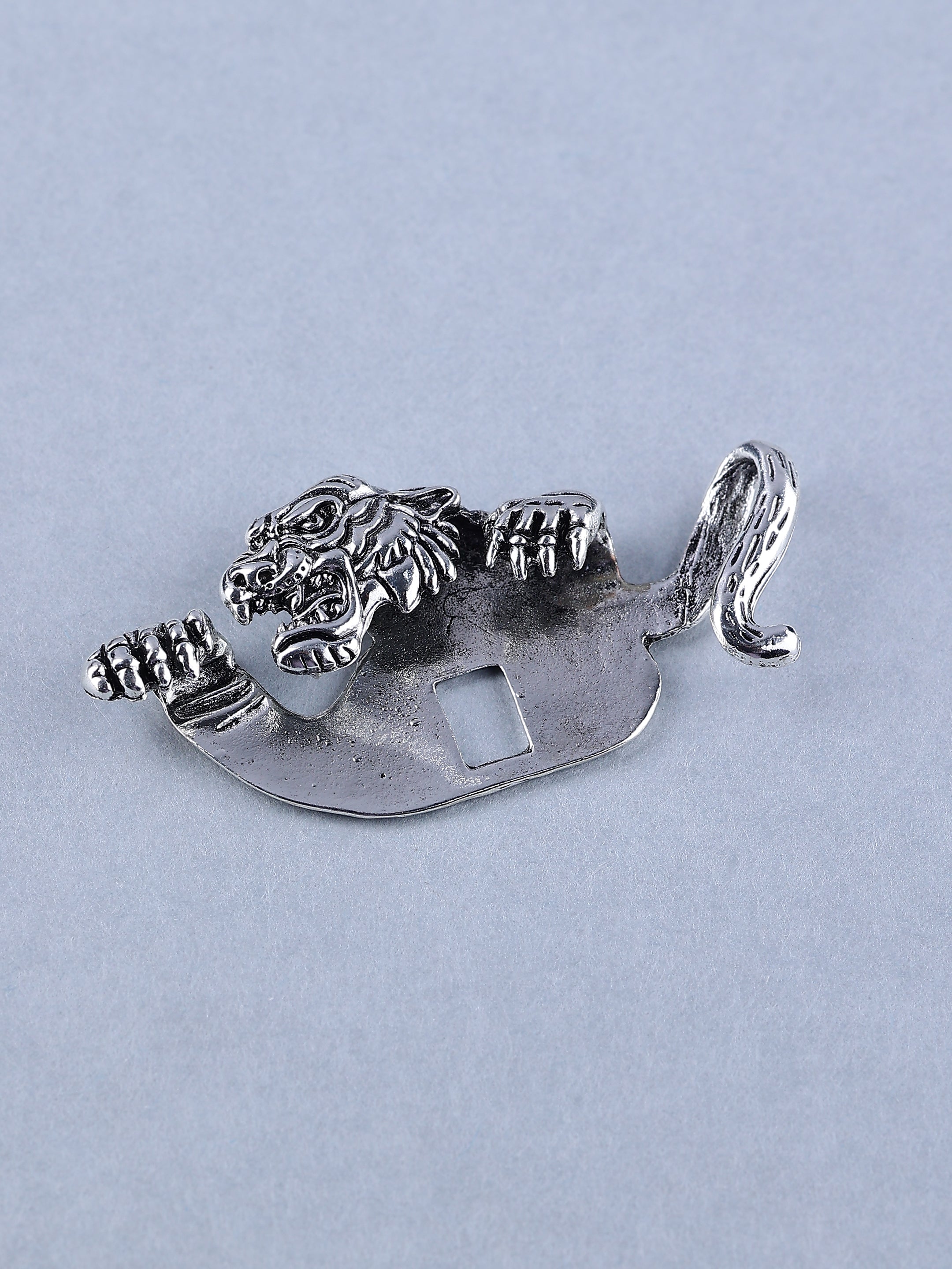 Fierce Silver Tiger Head Lapel Brooch