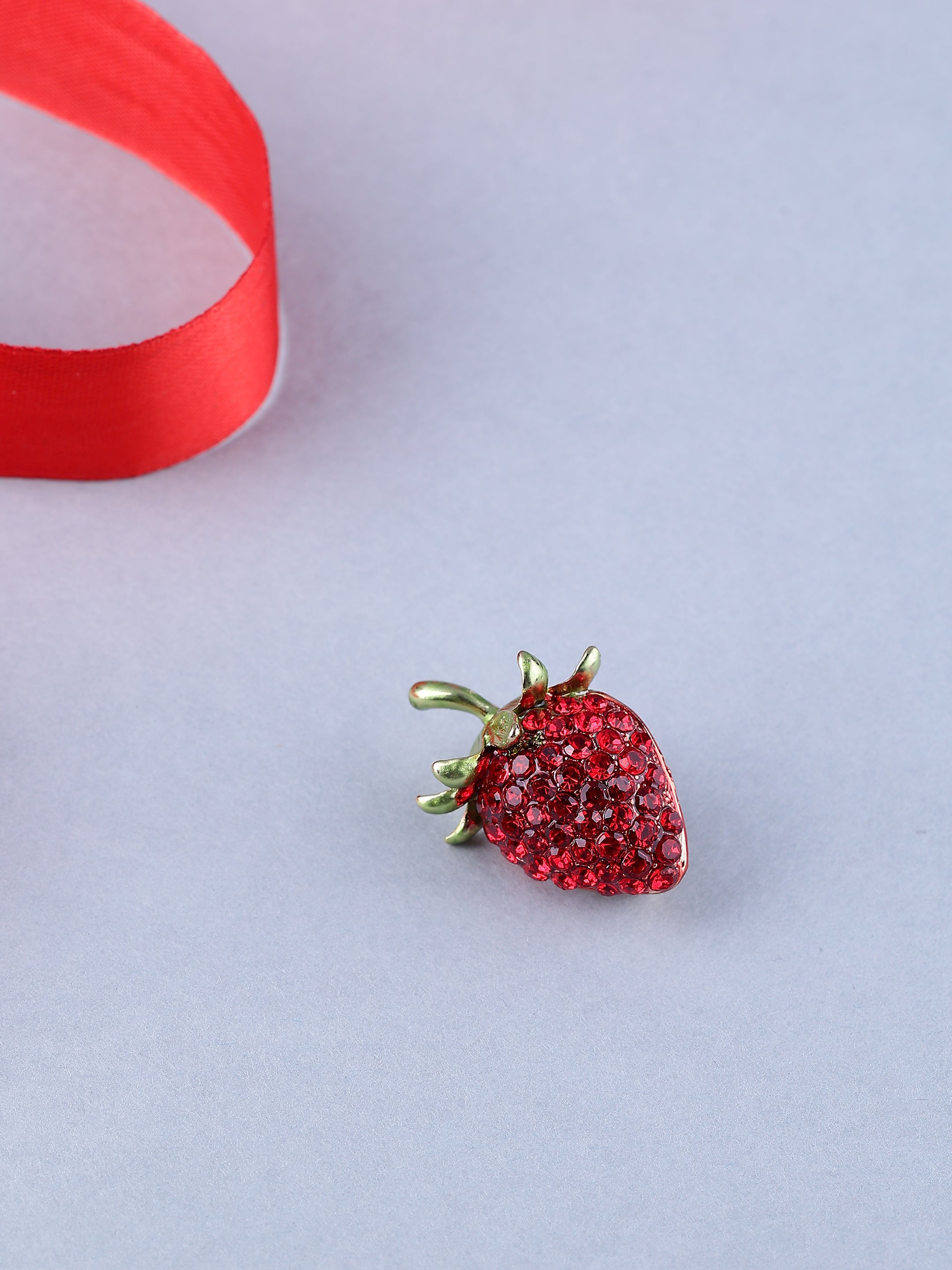 Shimmering Crystal Strawberry Brooch