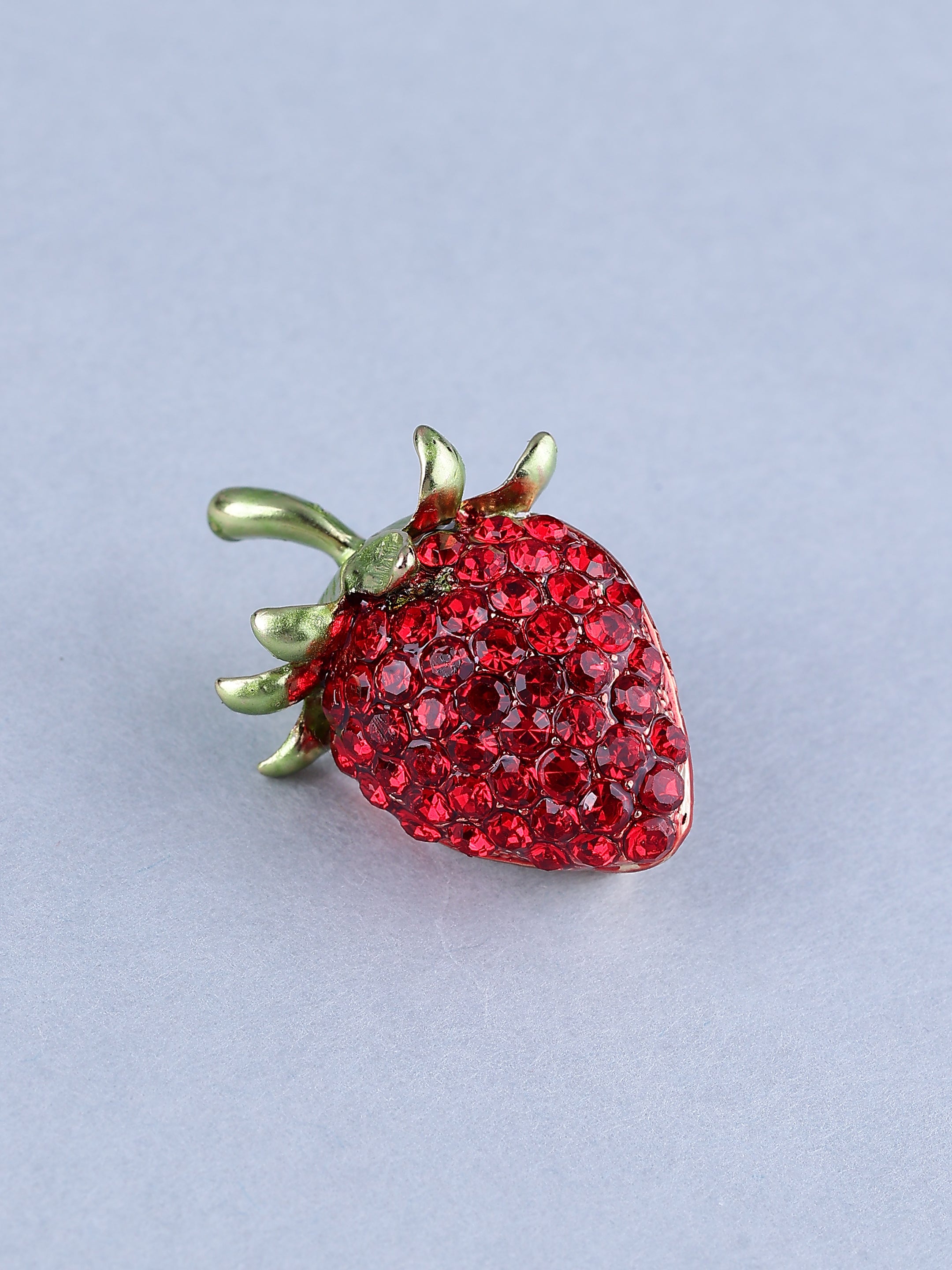 Shimmering Crystal Strawberry Brooch