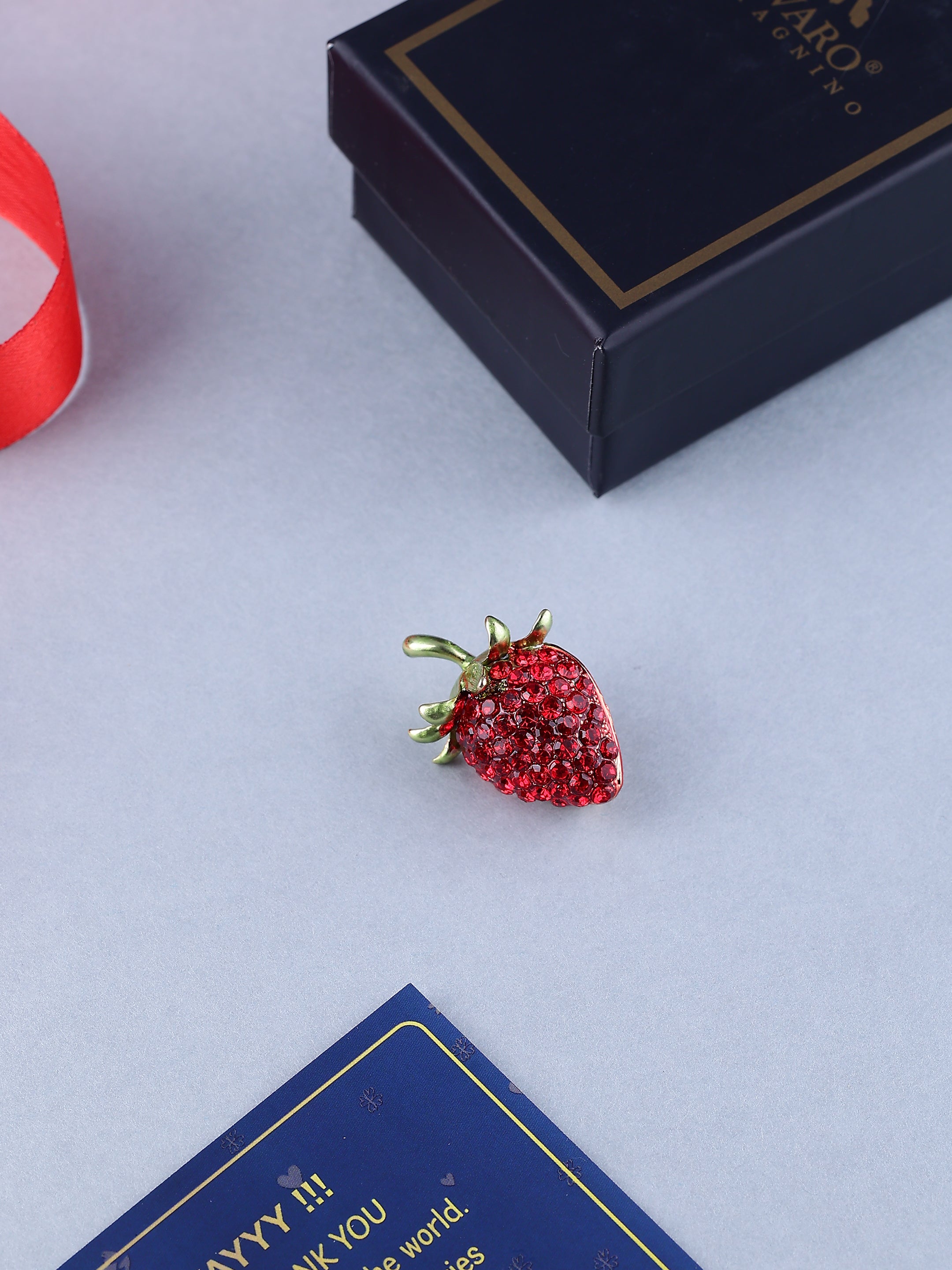 Shimmering Crystal Strawberry Brooch