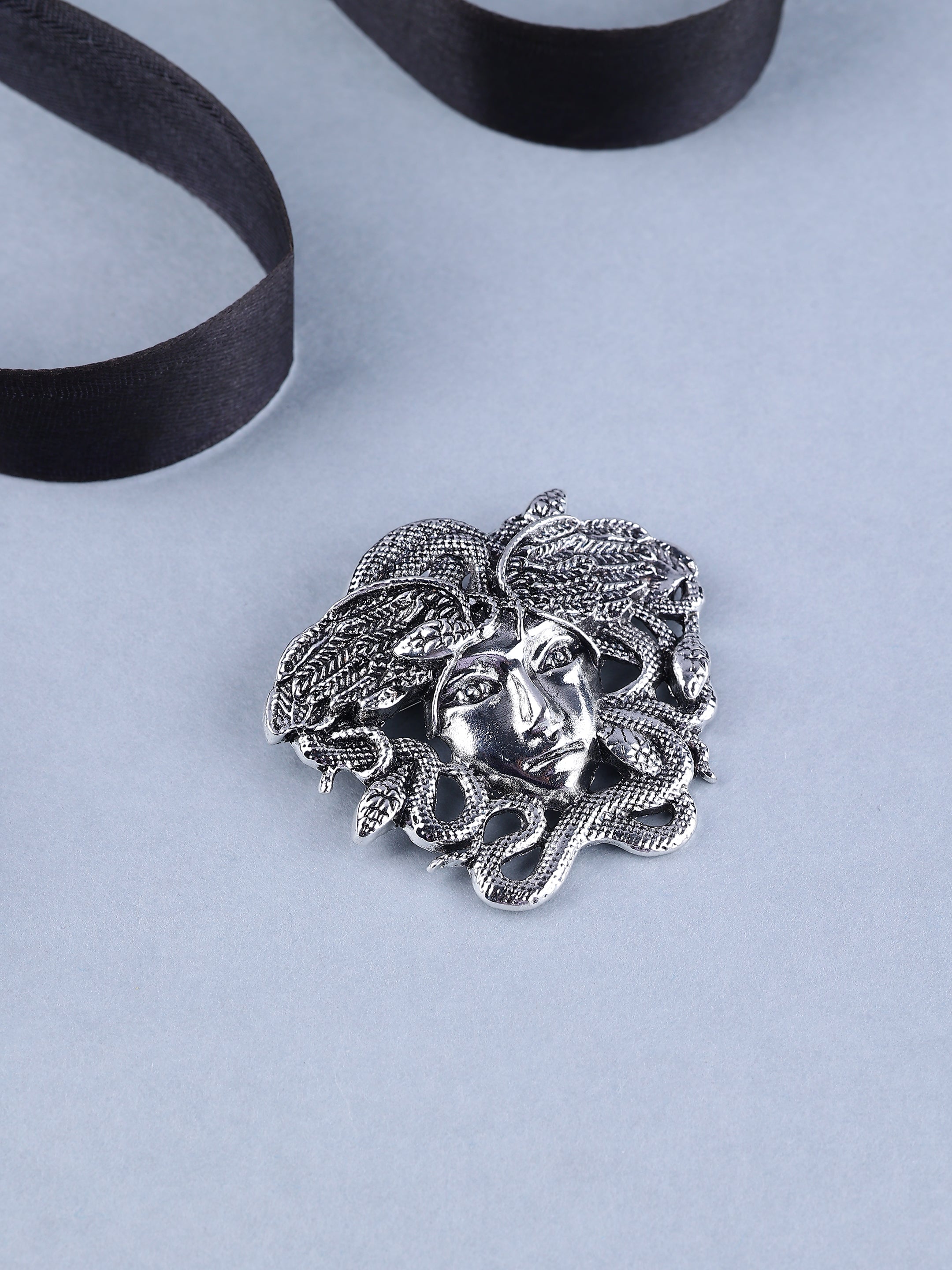 Antique Silver Medusa Brooch