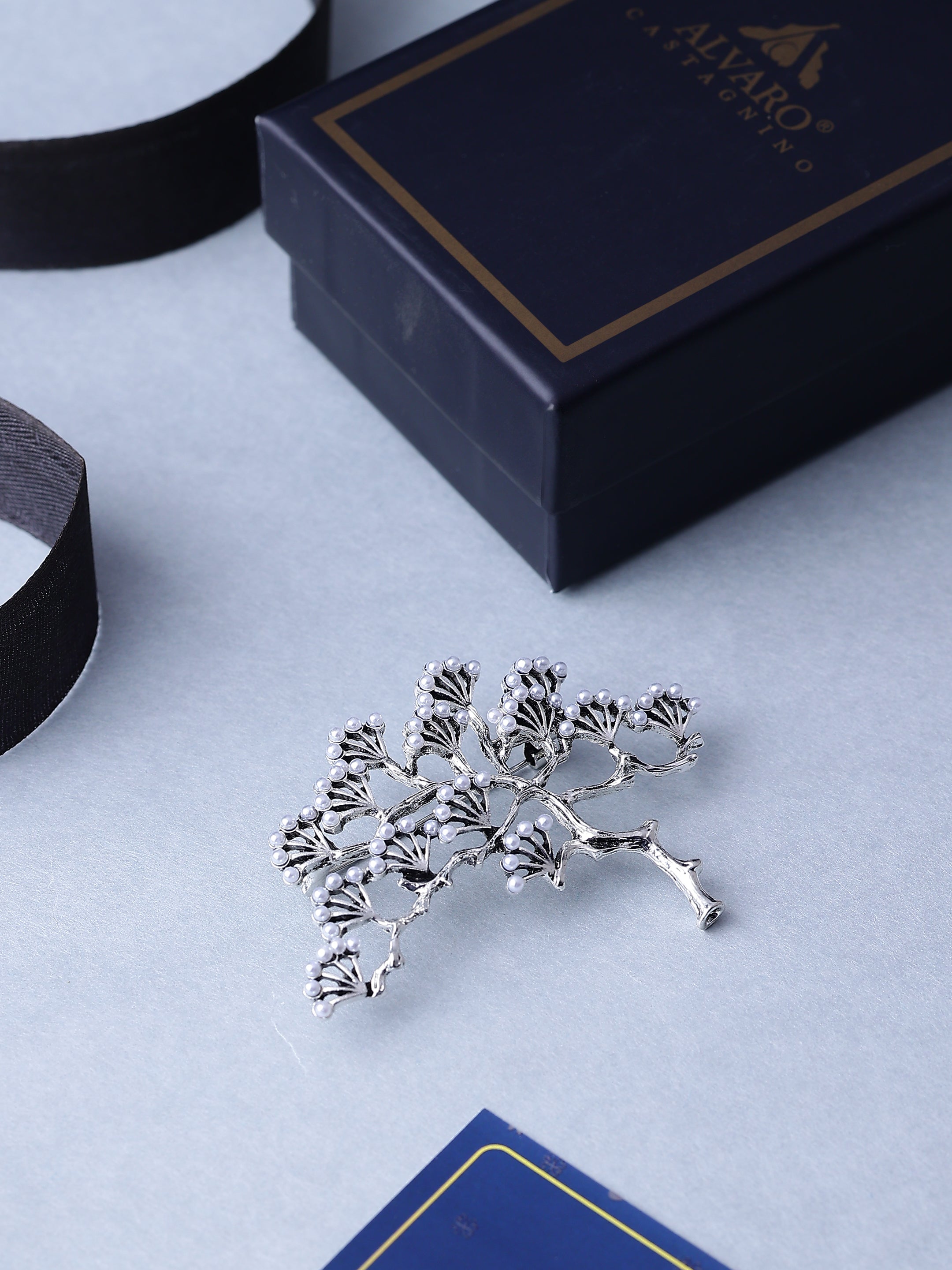 Silver Bonsai Pine Tree Brooch