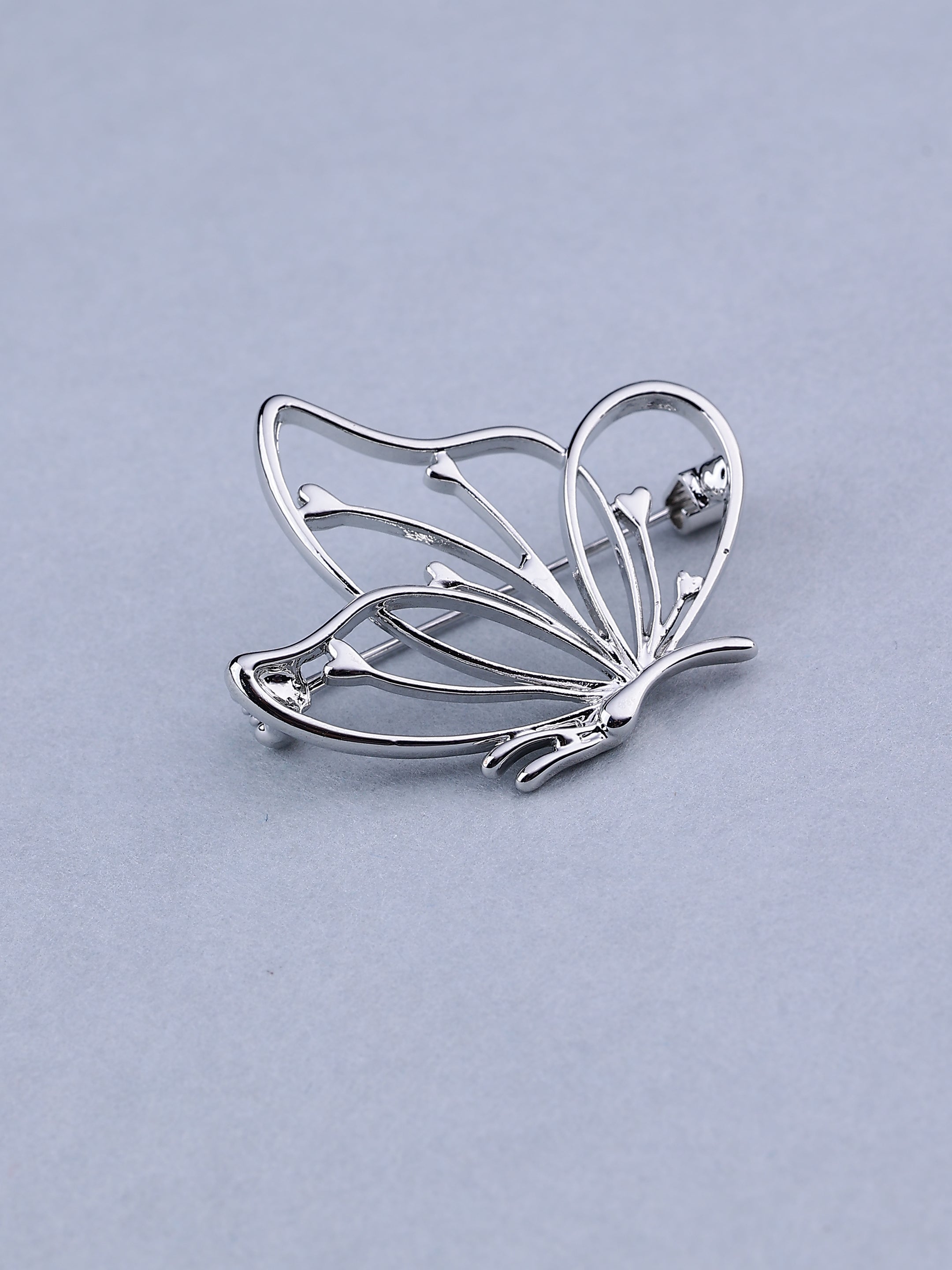 Silver-Toned Butterfly Brooch