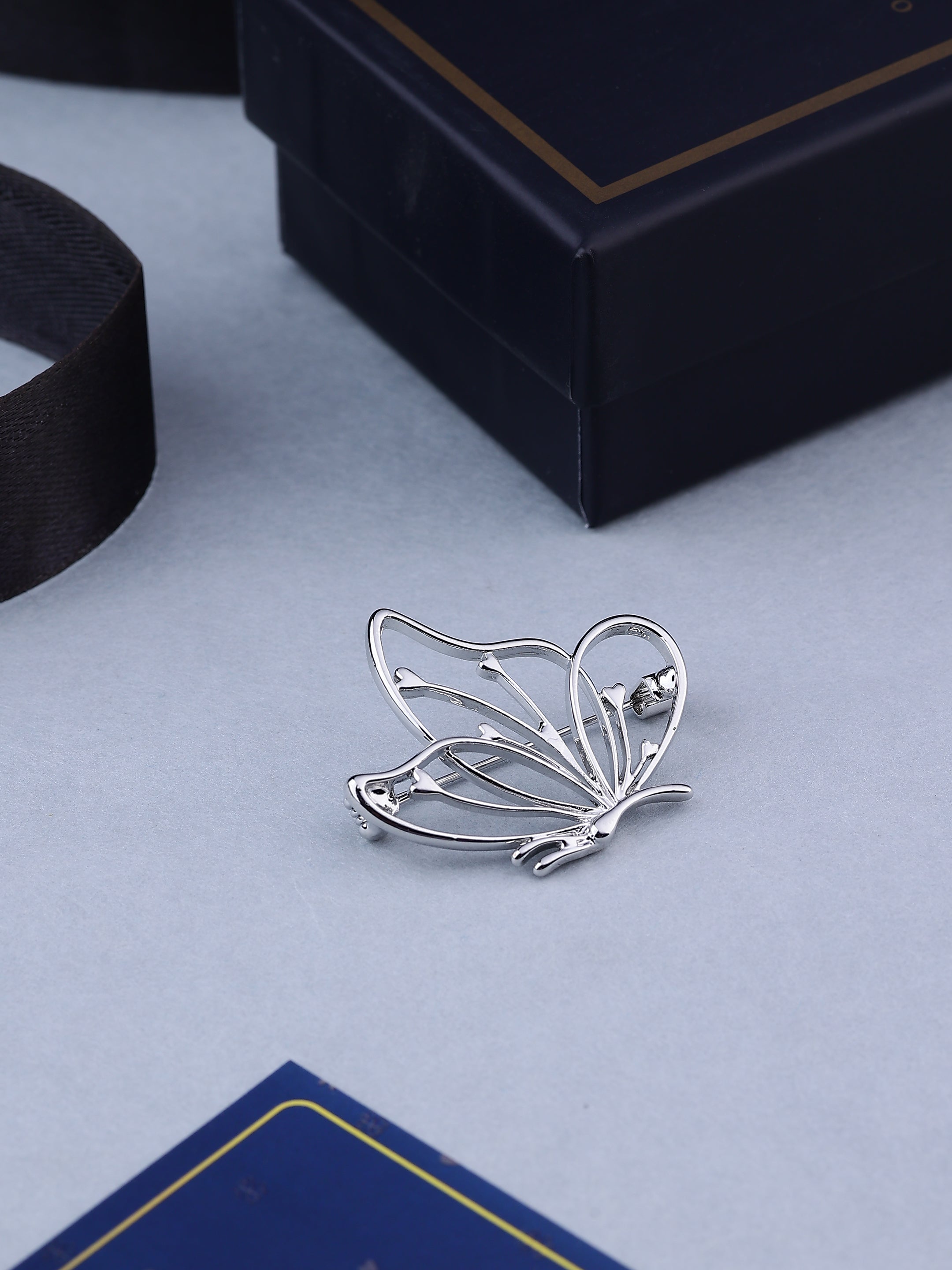 Silver-Toned Butterfly Brooch