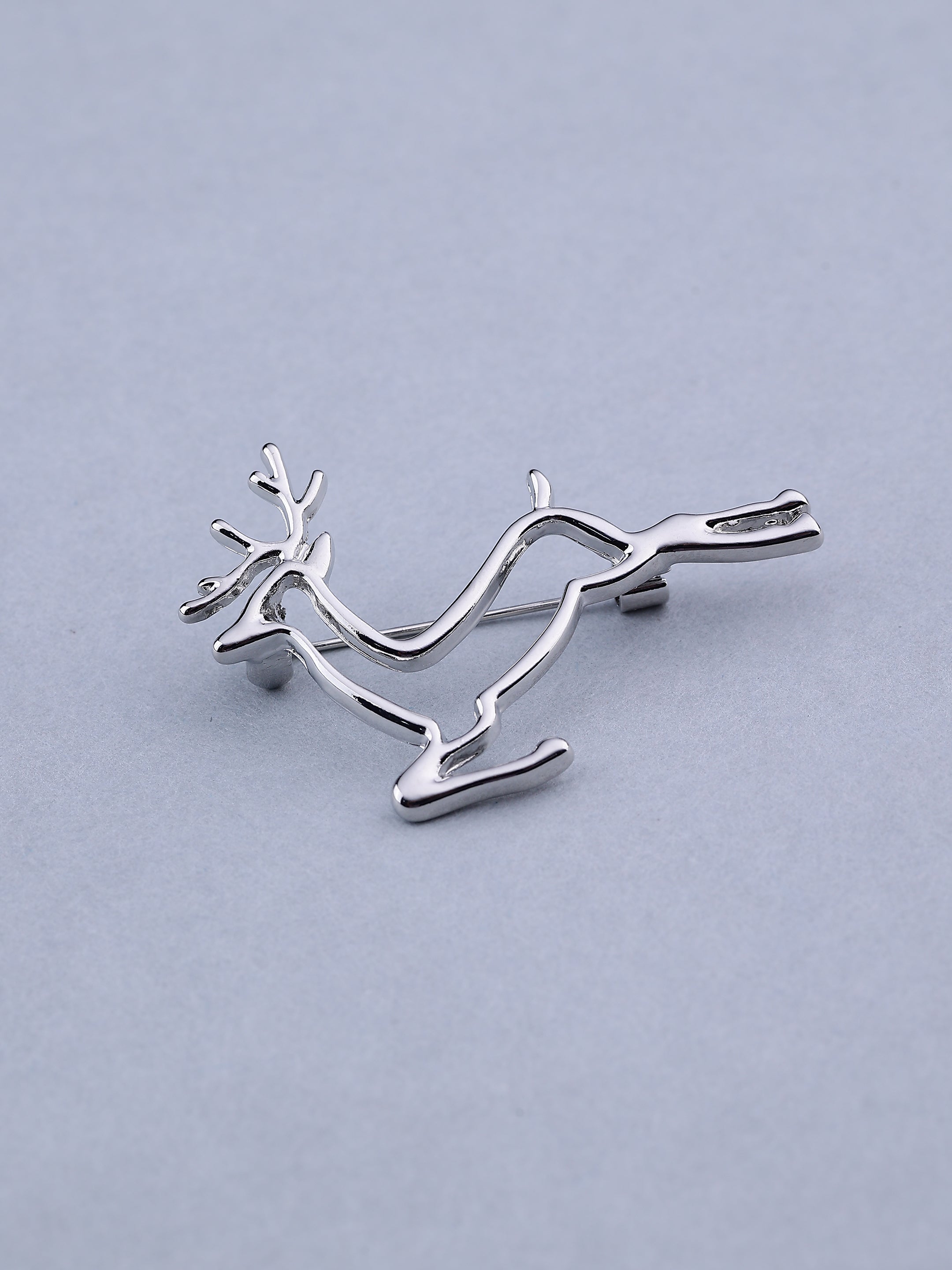 Silver Hollow Stag Brooch