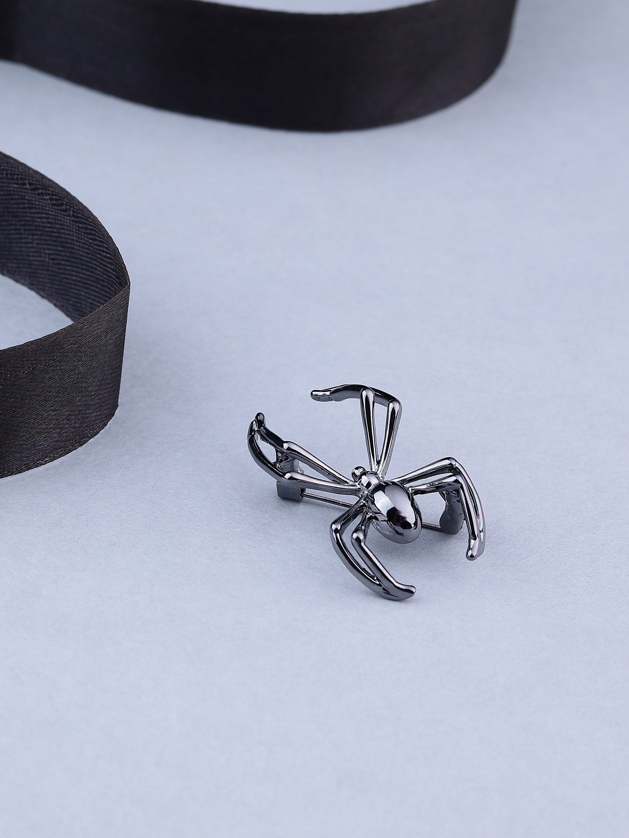 Black Spider Brooch Pin