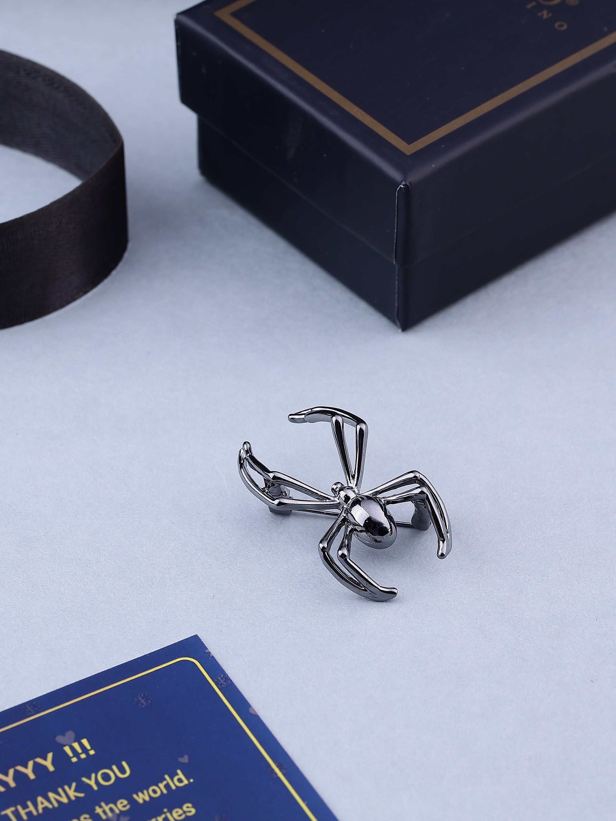 Black Spider Brooch Pin