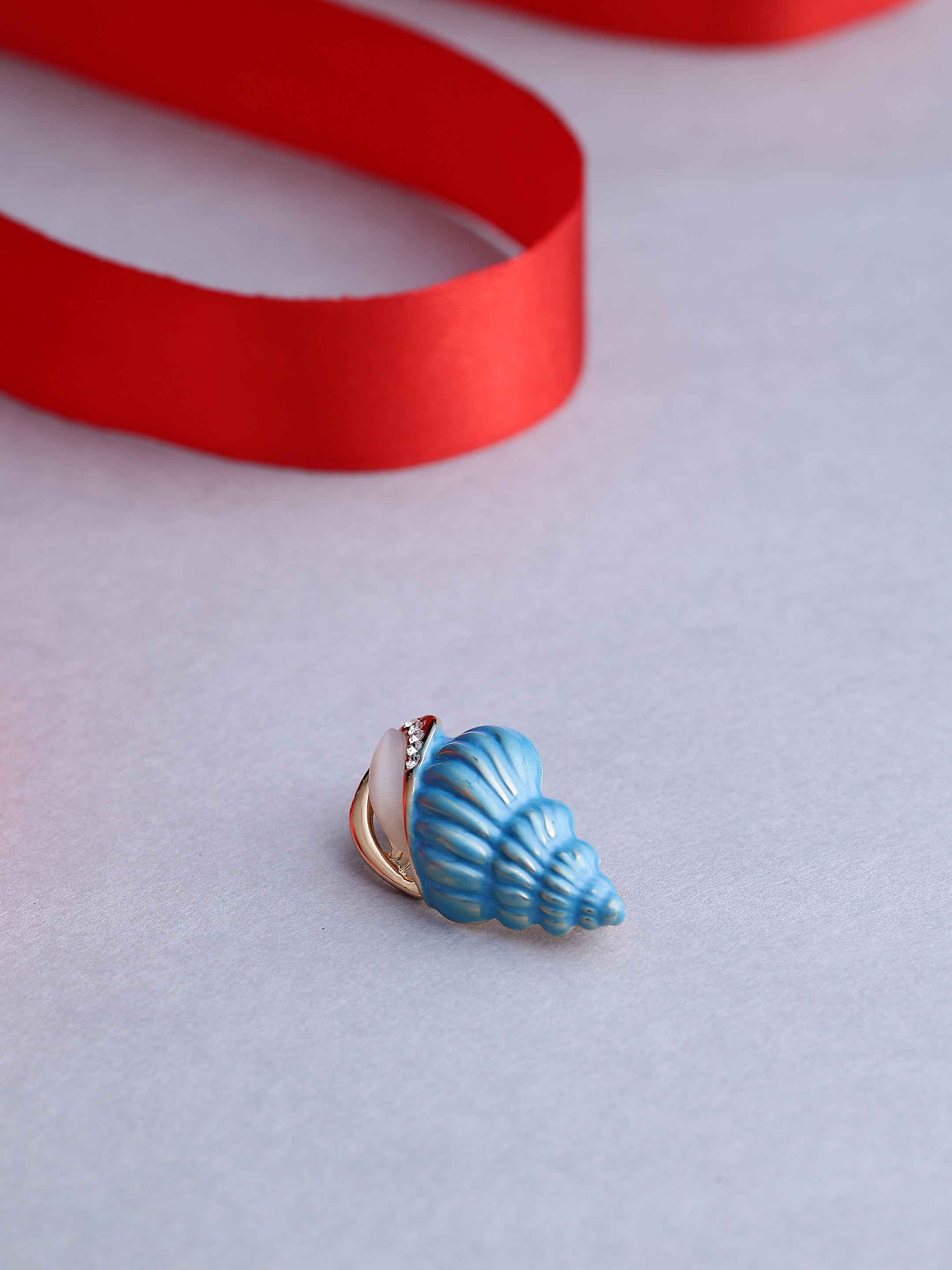 Blue Seashell Brooch Pin