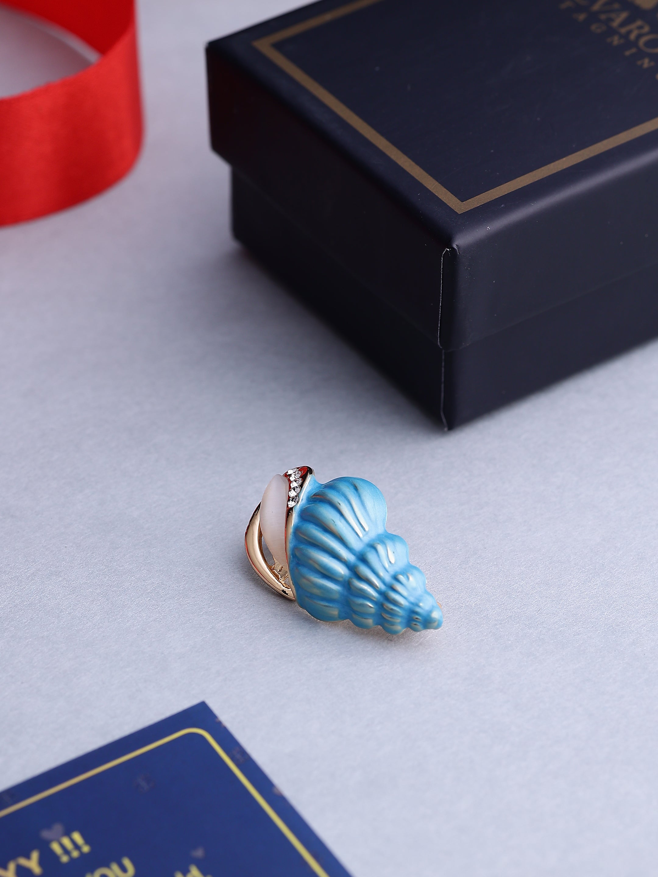 Blue Seashell Brooch Pin