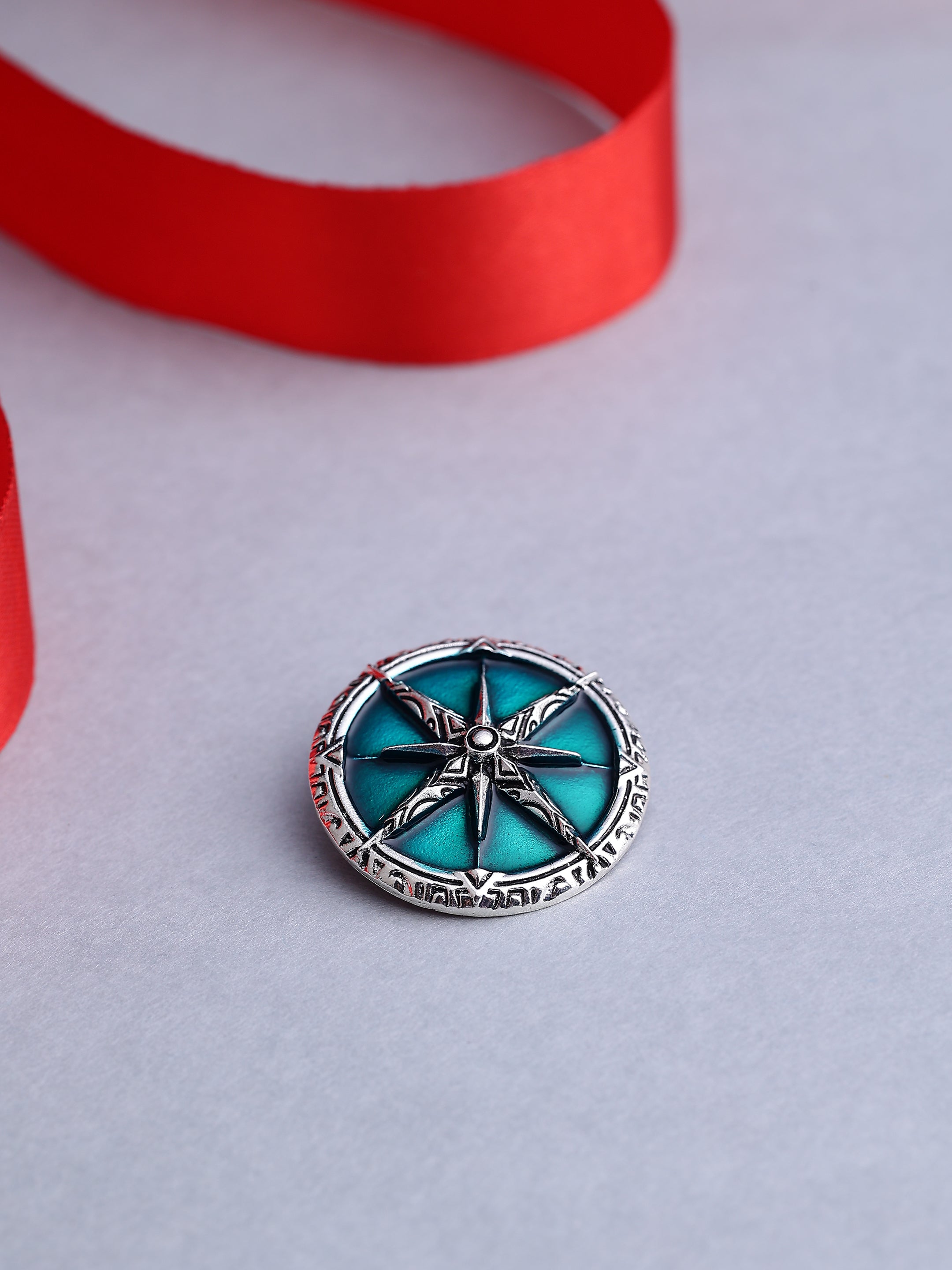 Silver Compass Rose Brooch