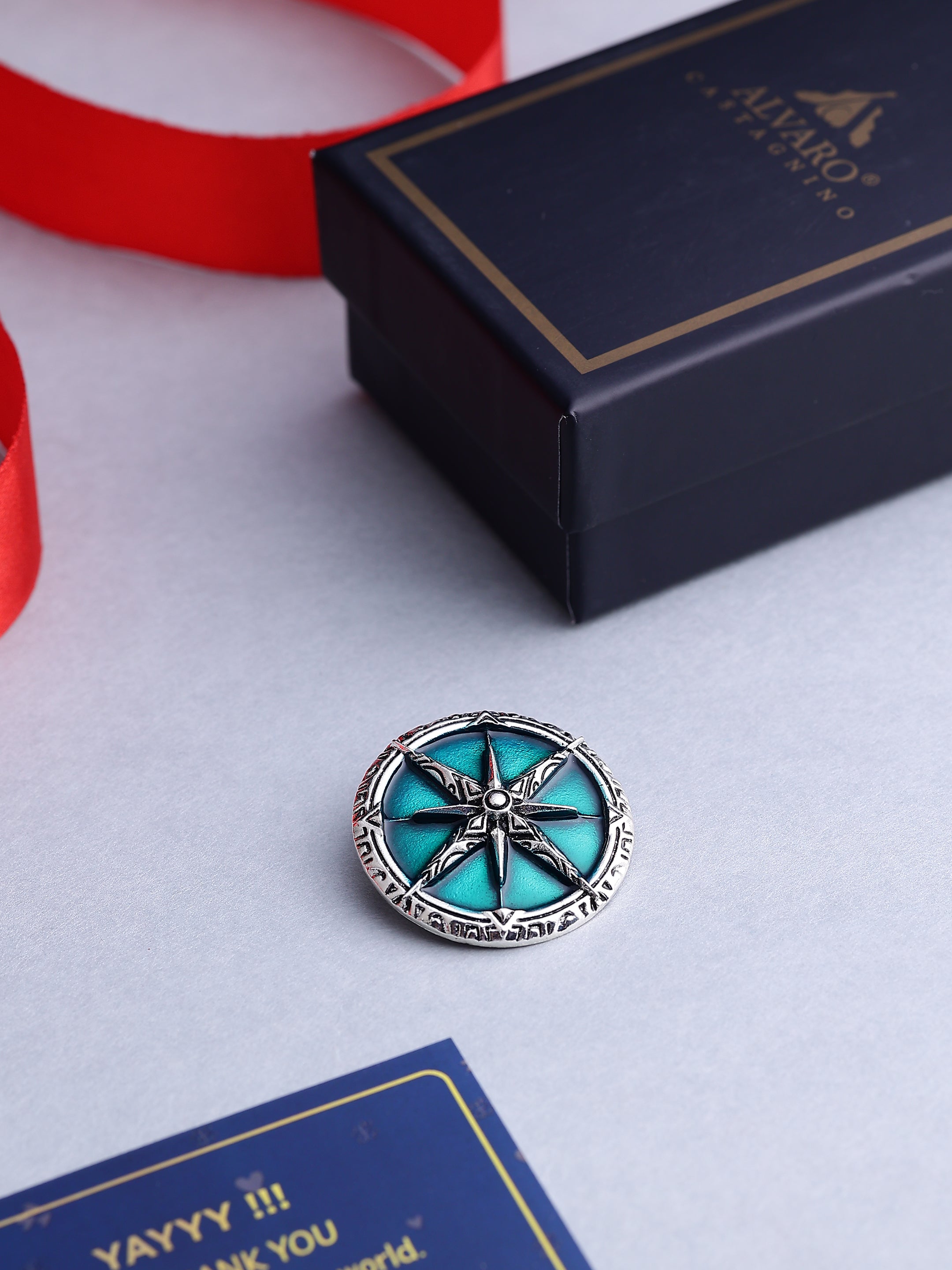 Silver Compass Rose Brooch
