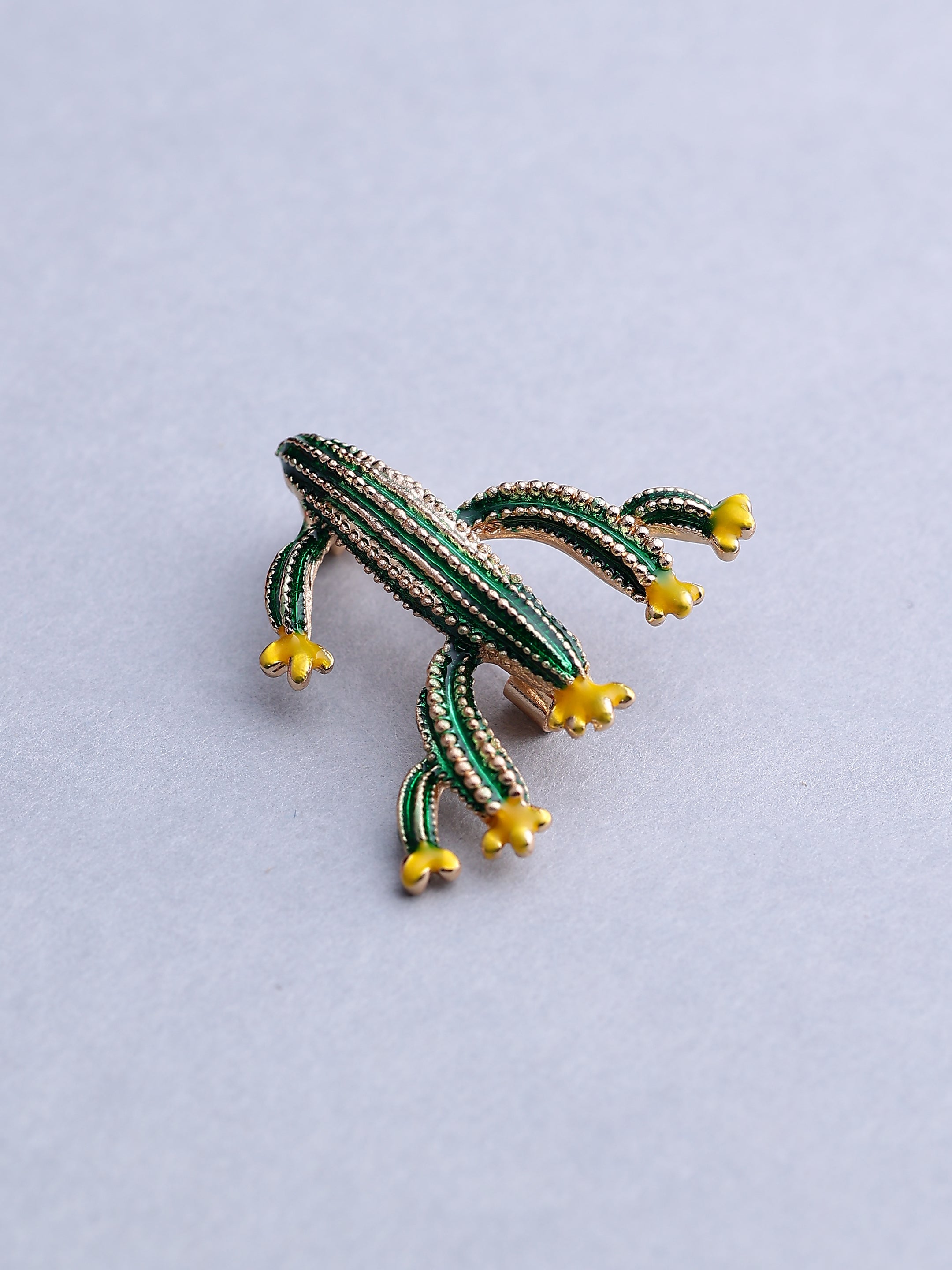 Green Lizard Brooch Pin