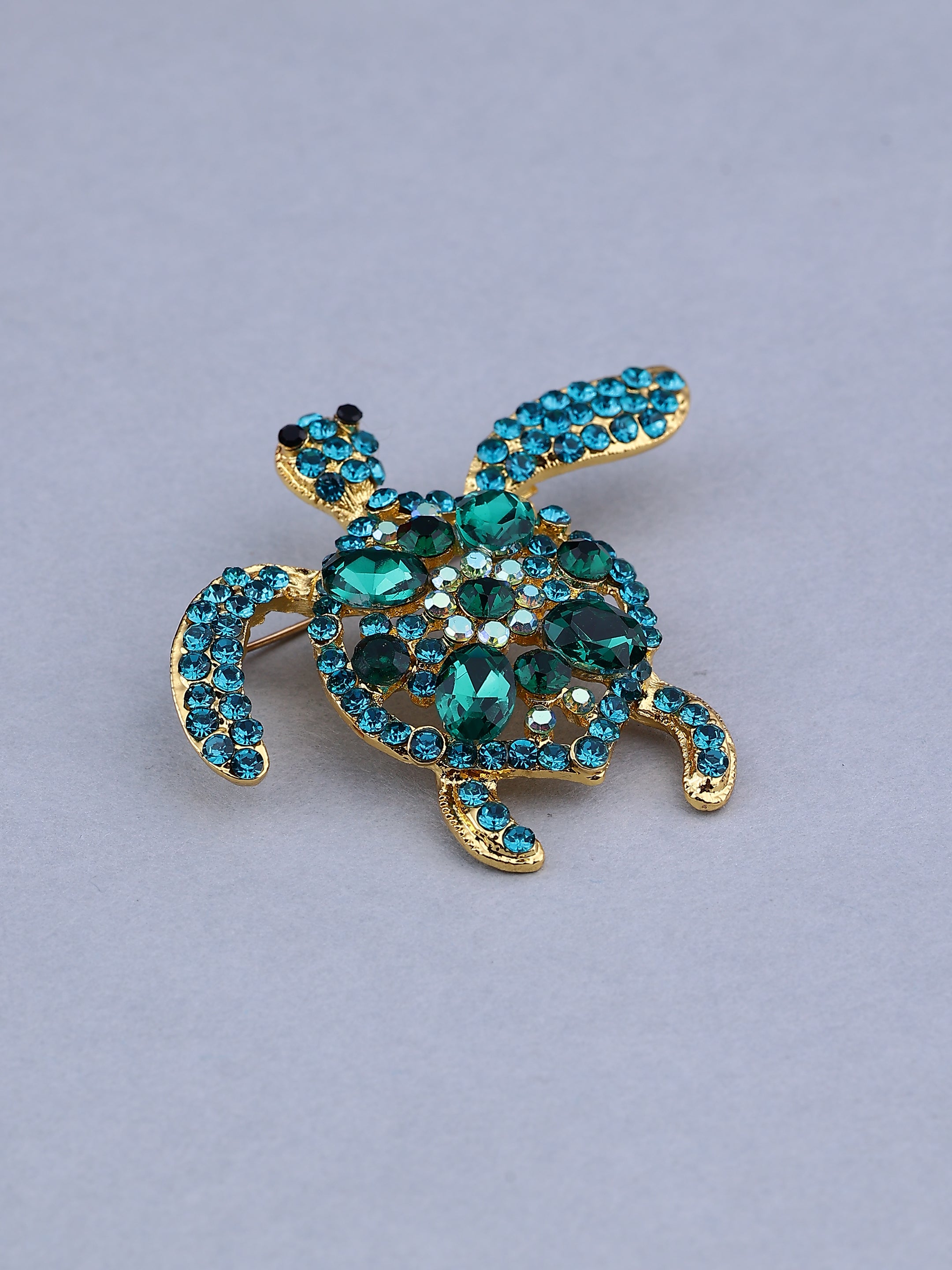 Crystal Turtle Brooch