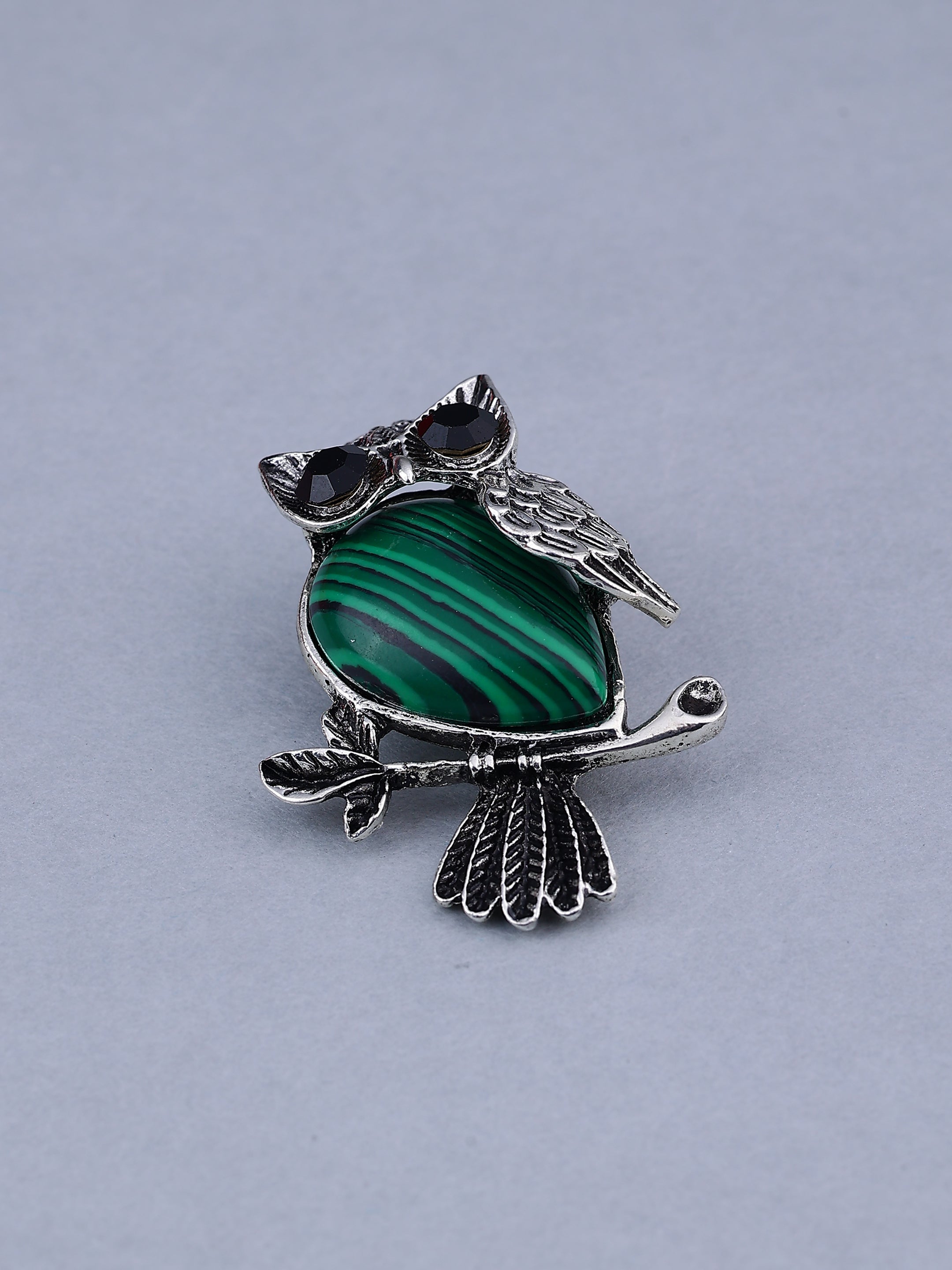 Malachite Owl Brooch