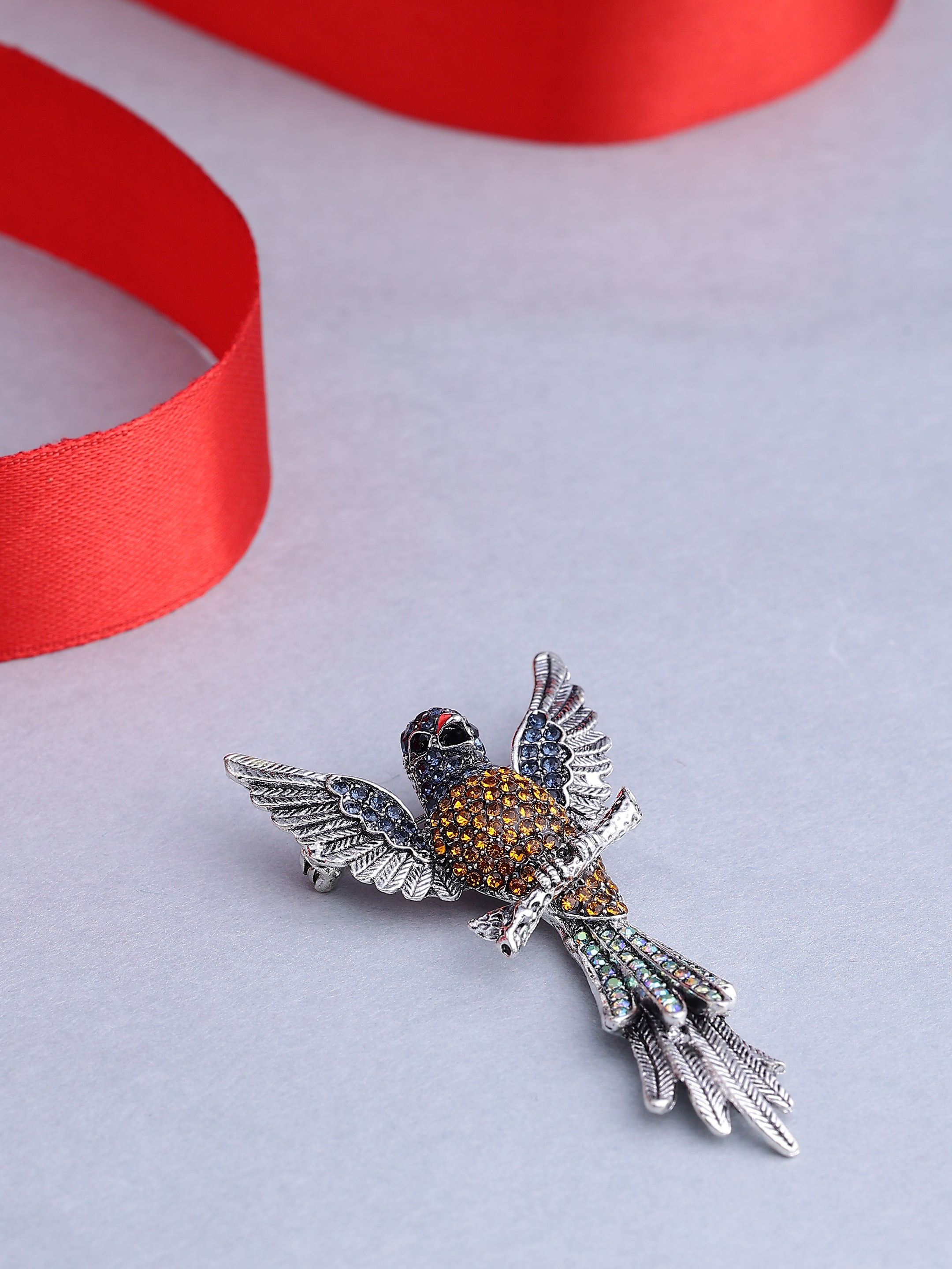 Crystal Bird Lapel Brooch