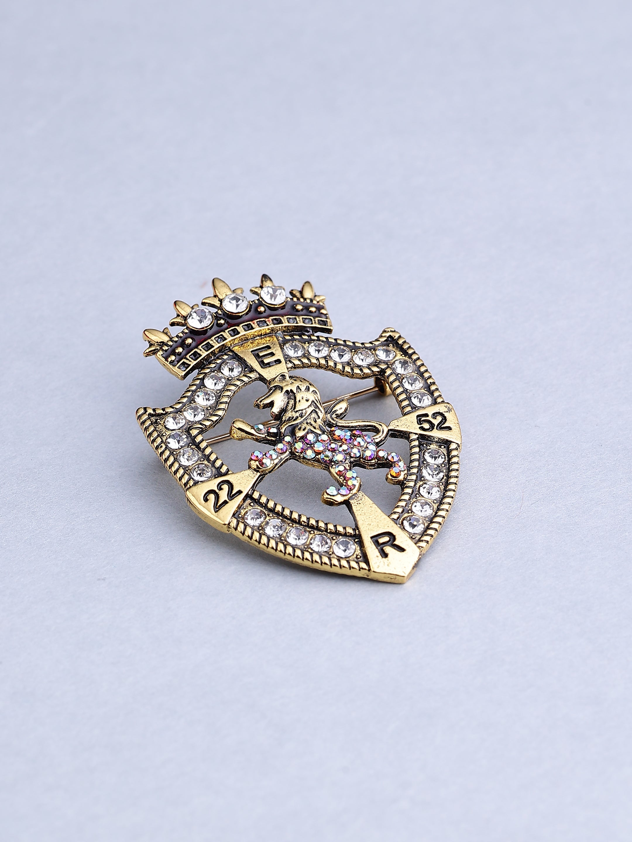 Crown Lion Crest Brooch