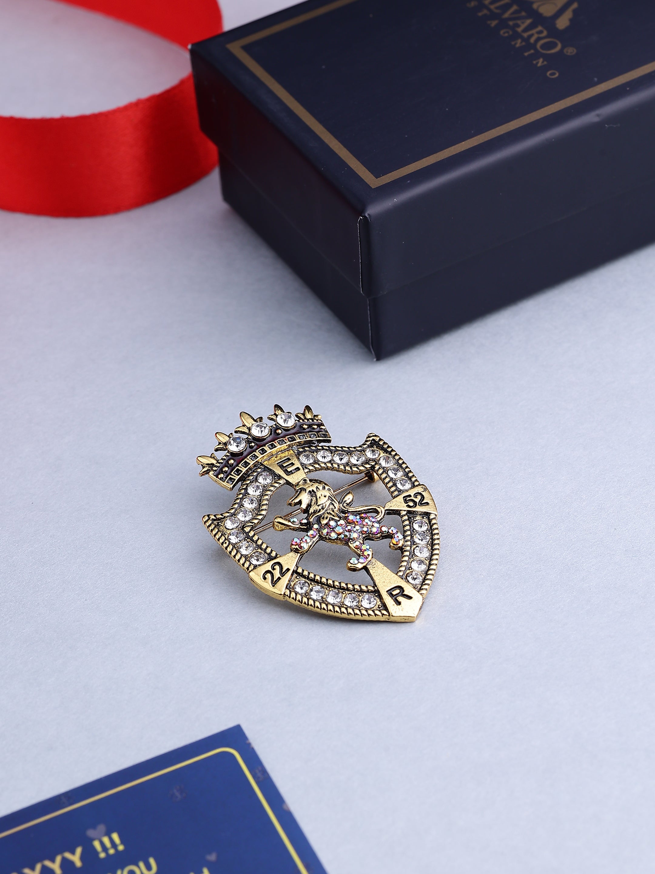 Crown Lion Crest Brooch