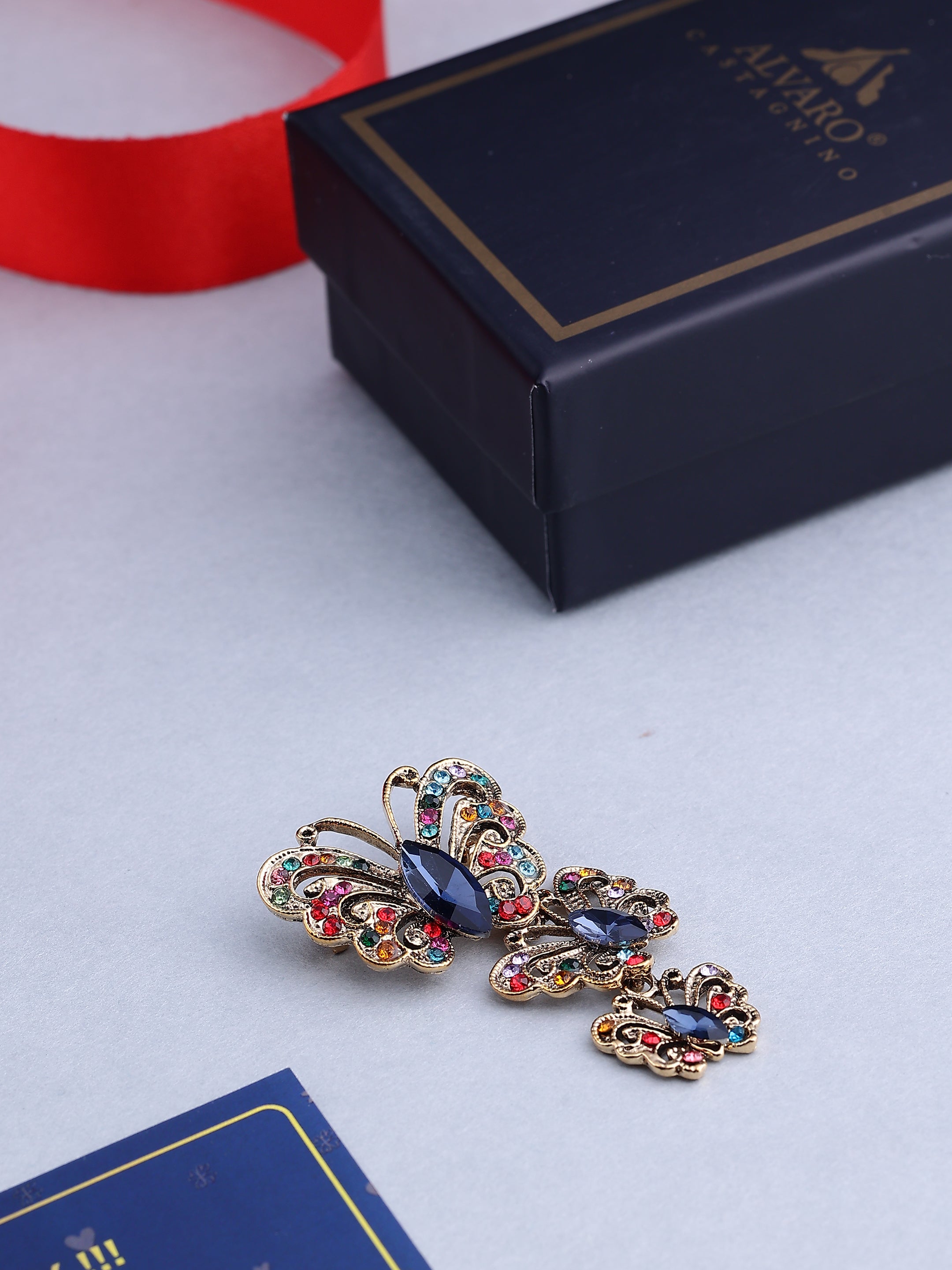 Multicolor Butterfly Crystal Brooch