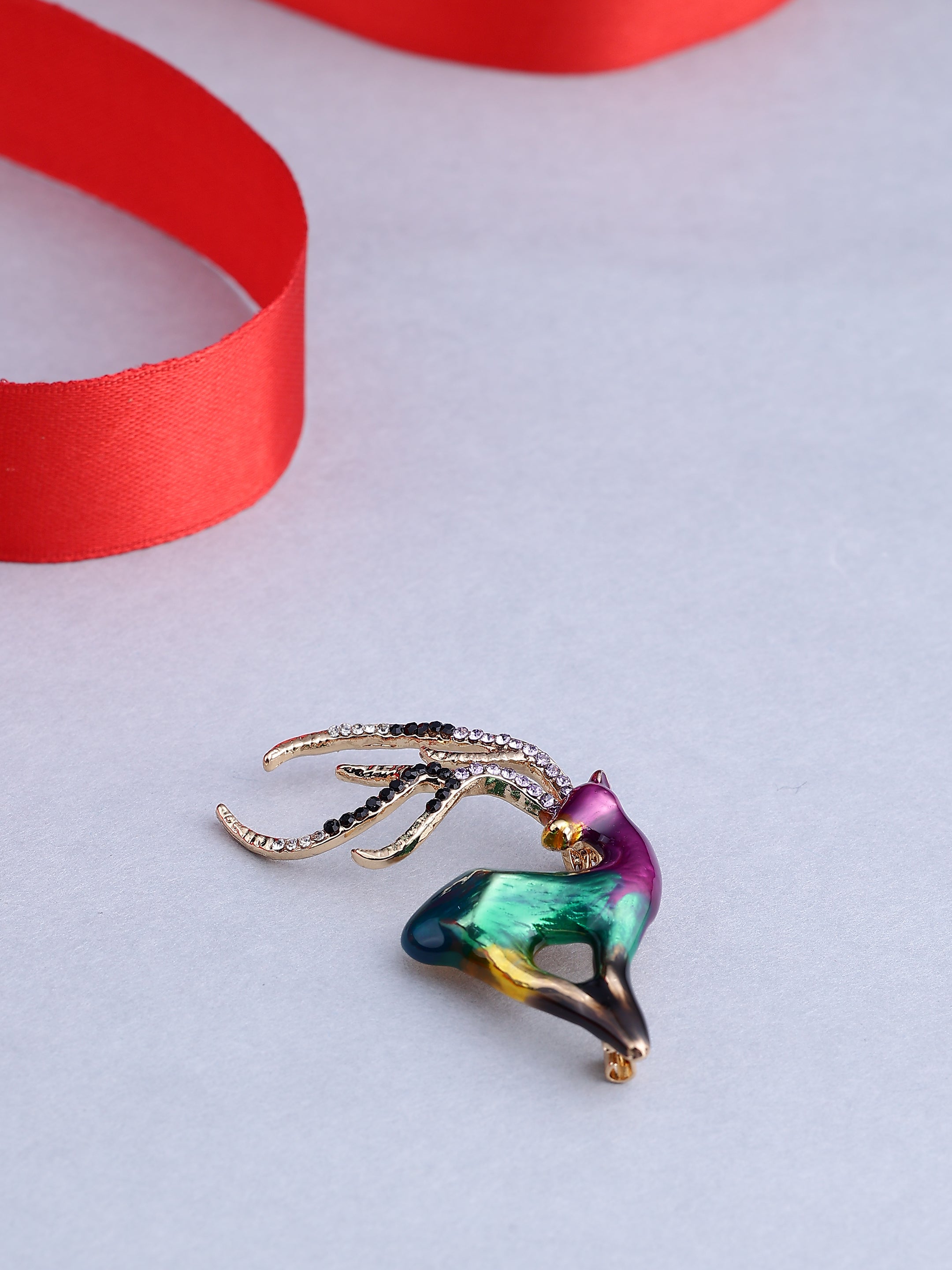 Enamel Deer Brooch