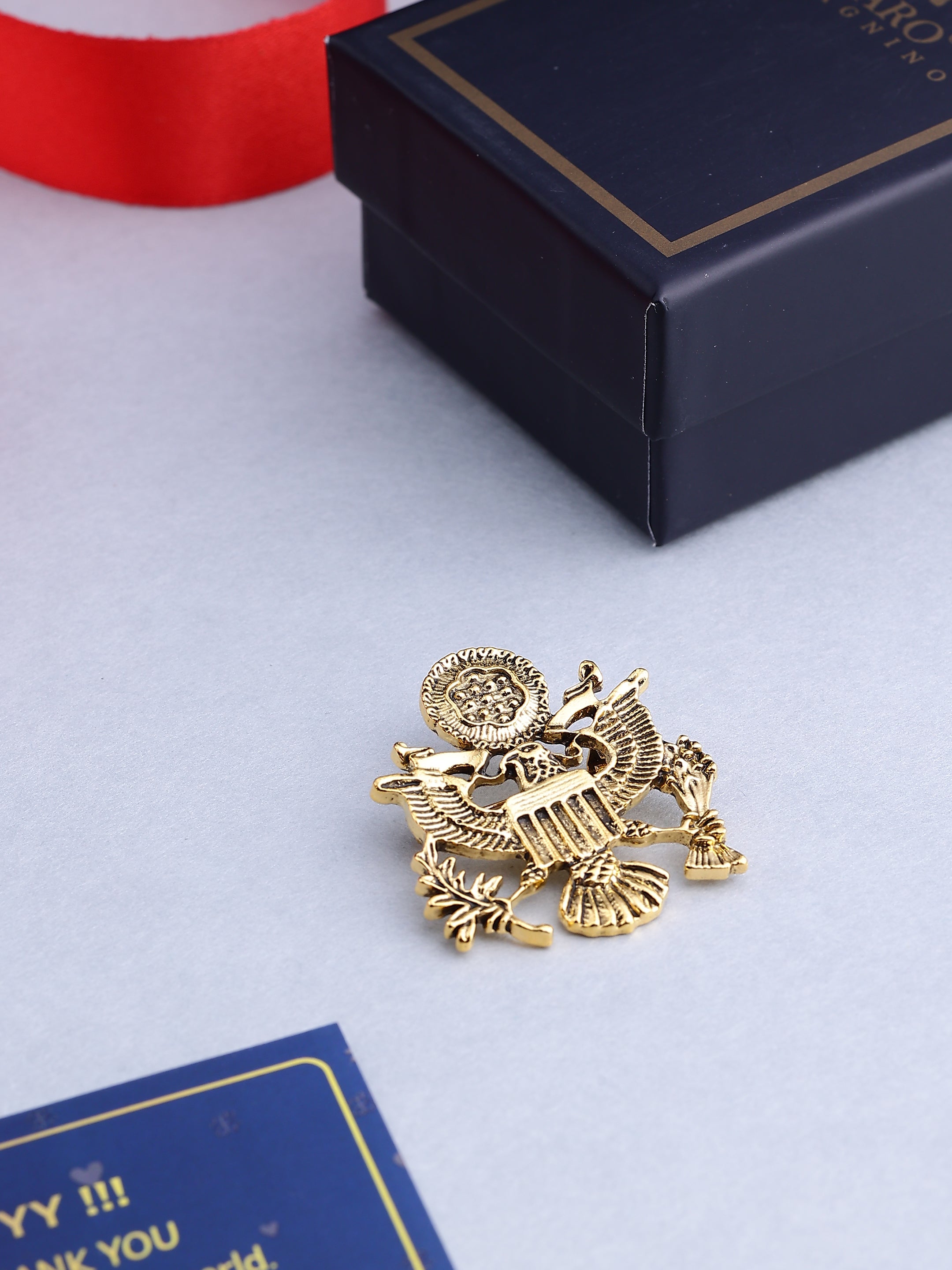 Gold-Tone Eagle Emblem Brooch