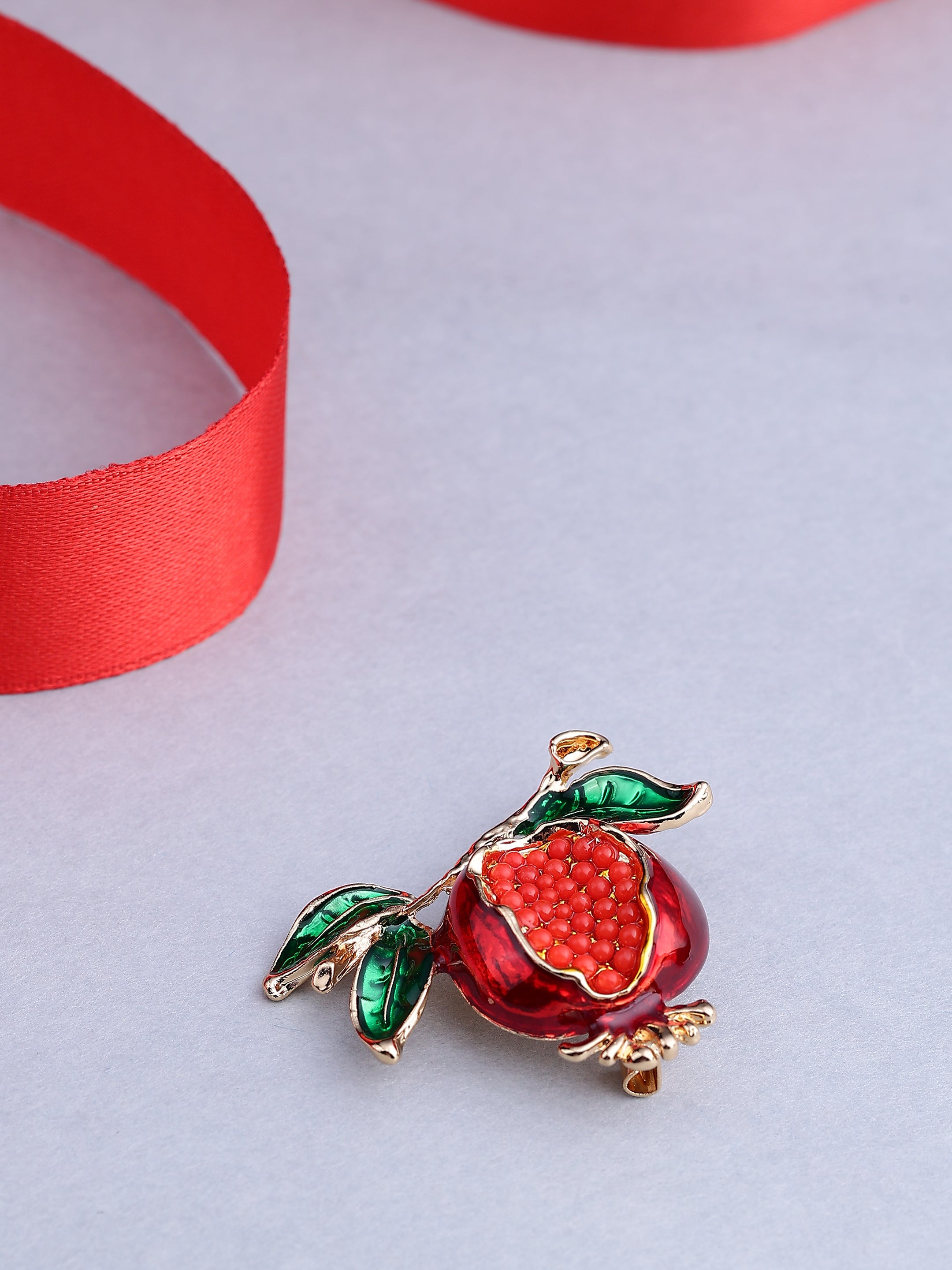 Golden Pomegranate Branch Brooch