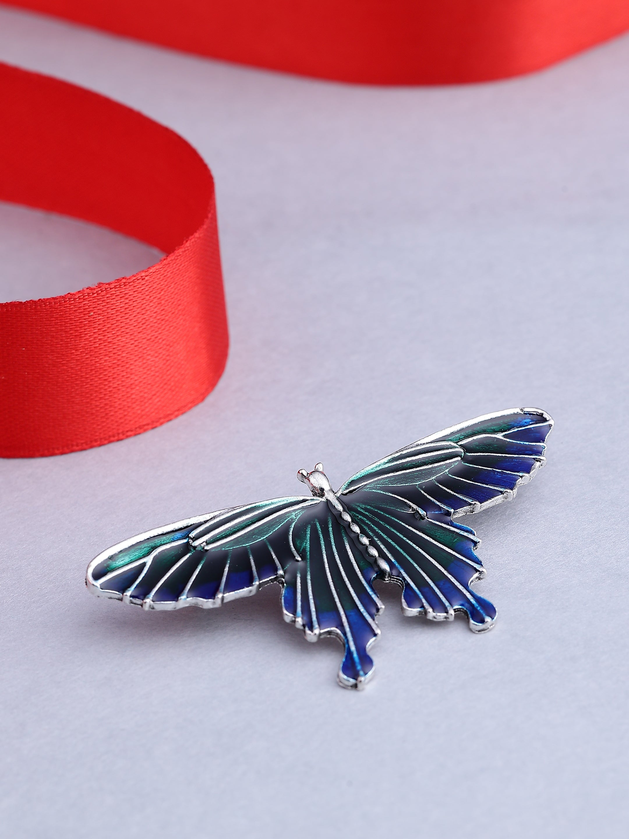 Ethereal Teal and Cobalt Butterfly Brooch