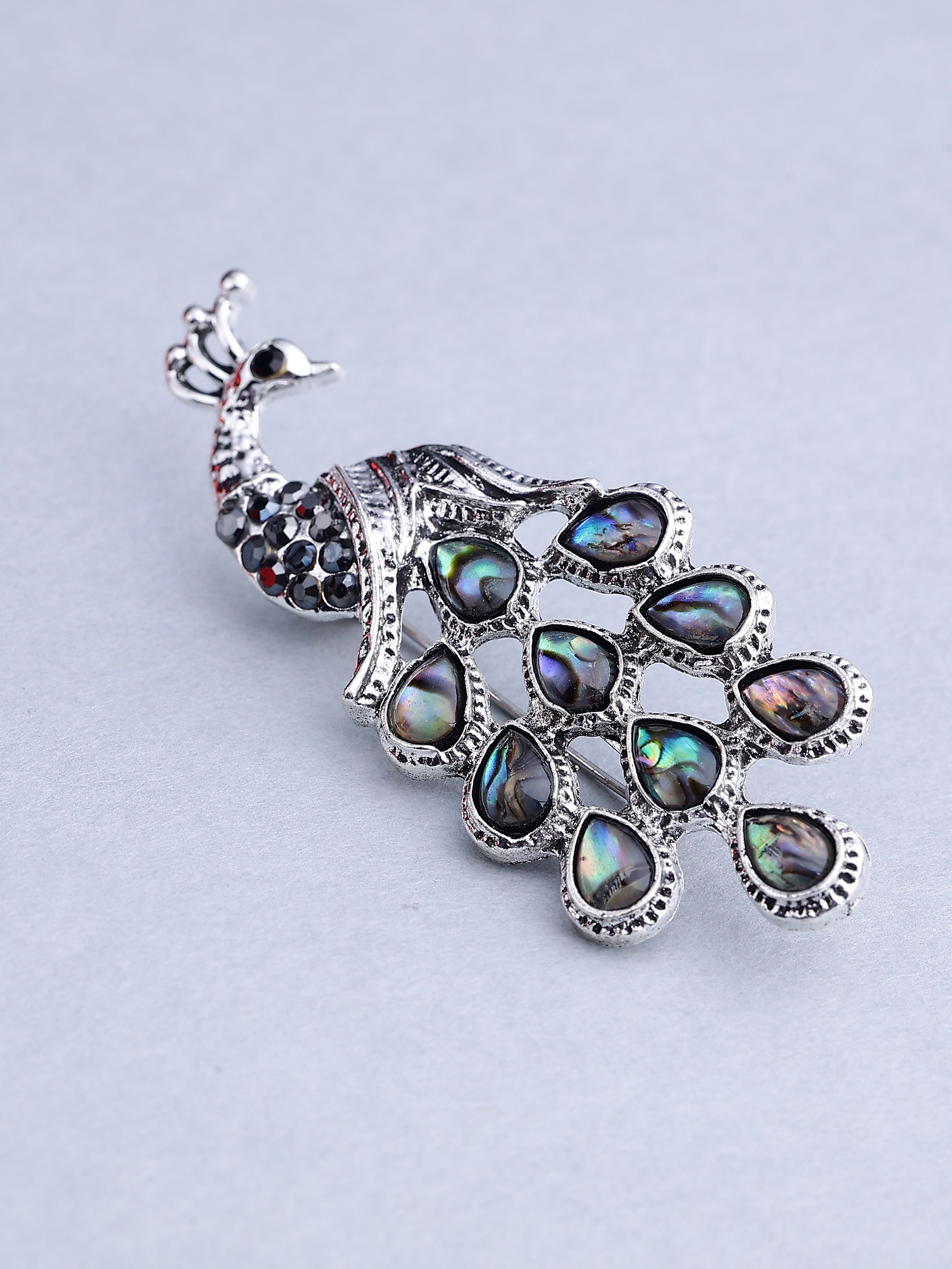 Vintage Abalone Peacock Brooch