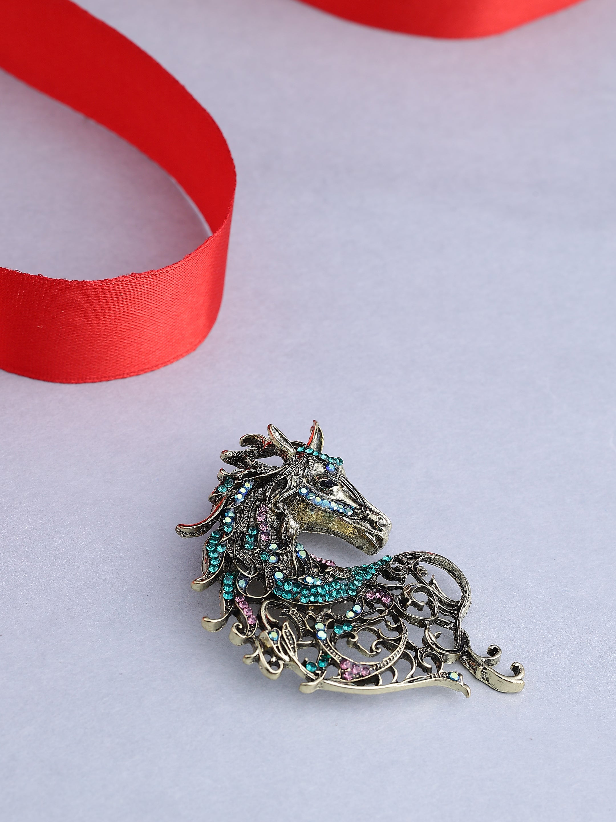 Vintage Filigree Horse Brooch