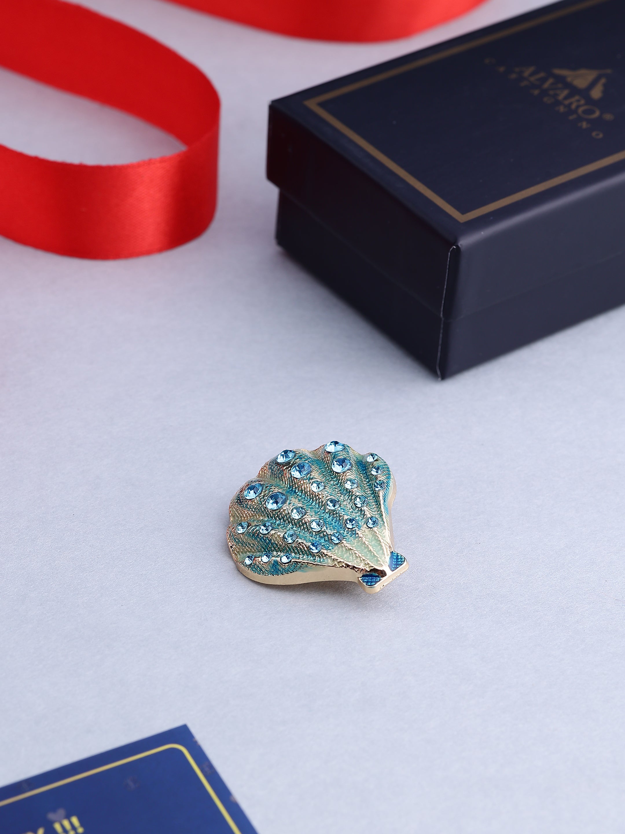 Elegant Leaf Crystal Brooch