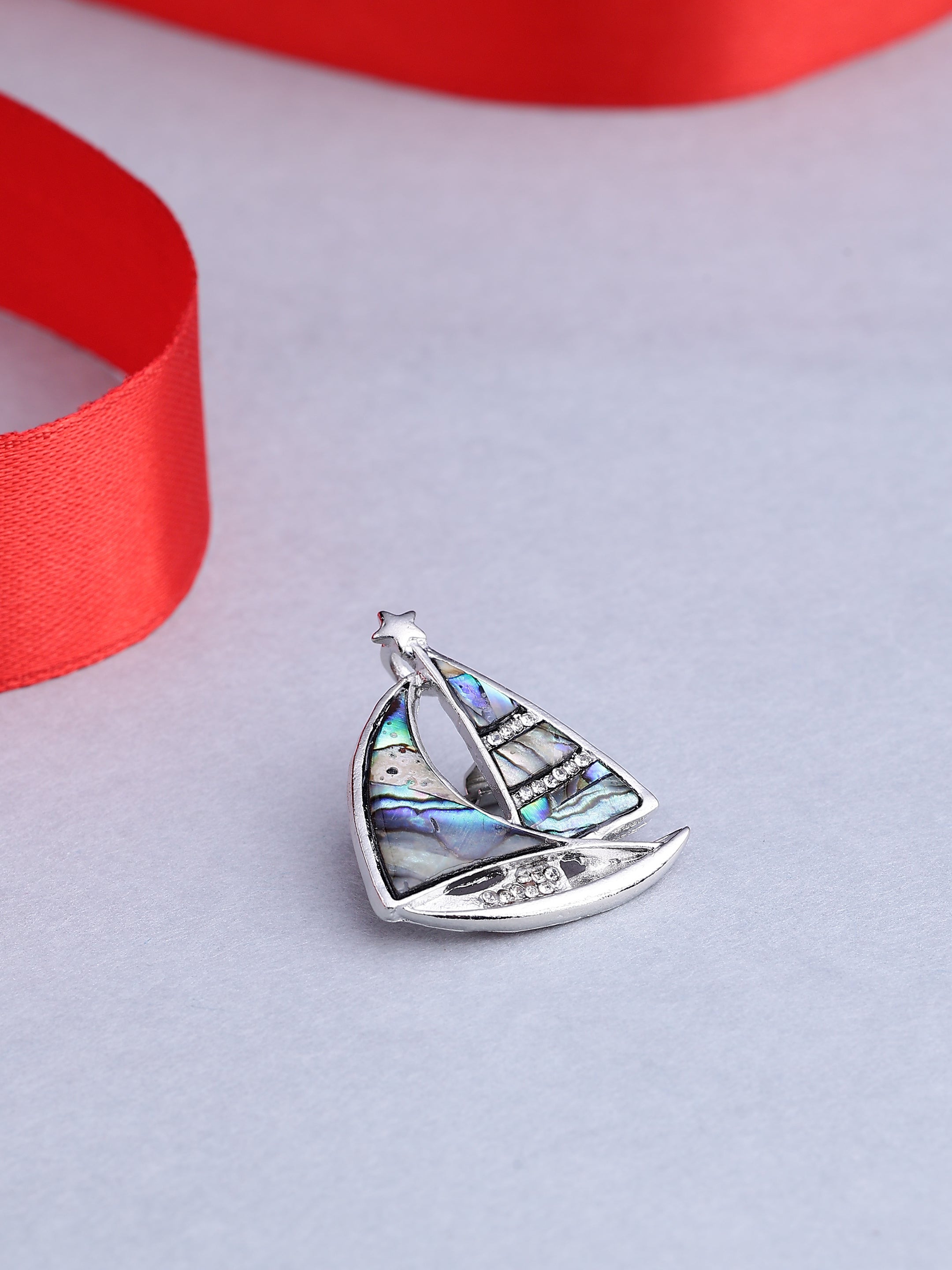 Elegant Sailboat Mother of Pearl Brooch