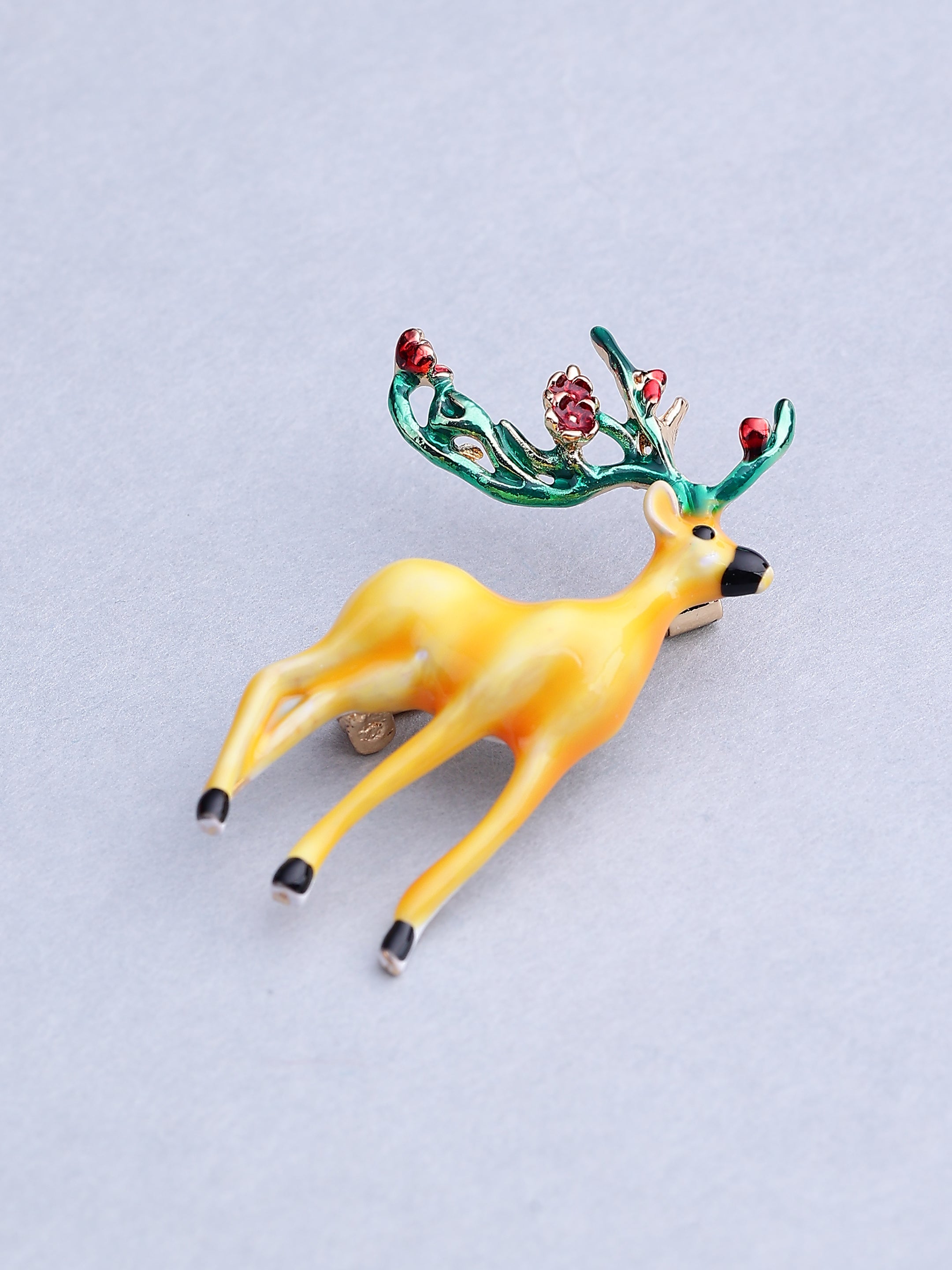 Elegant Reindeer Enamel Brooch