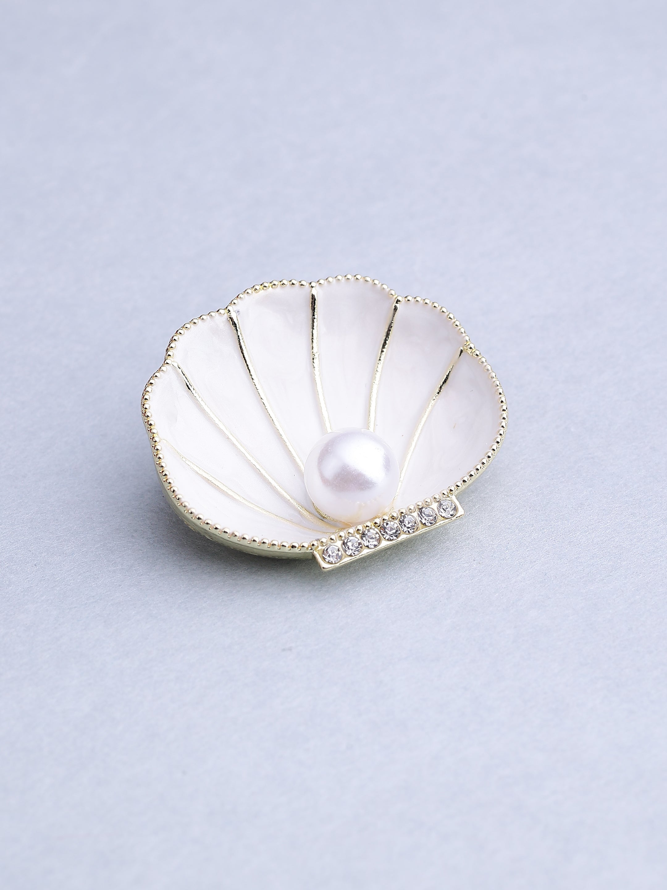 Elegant Pearl Seashell Brooch