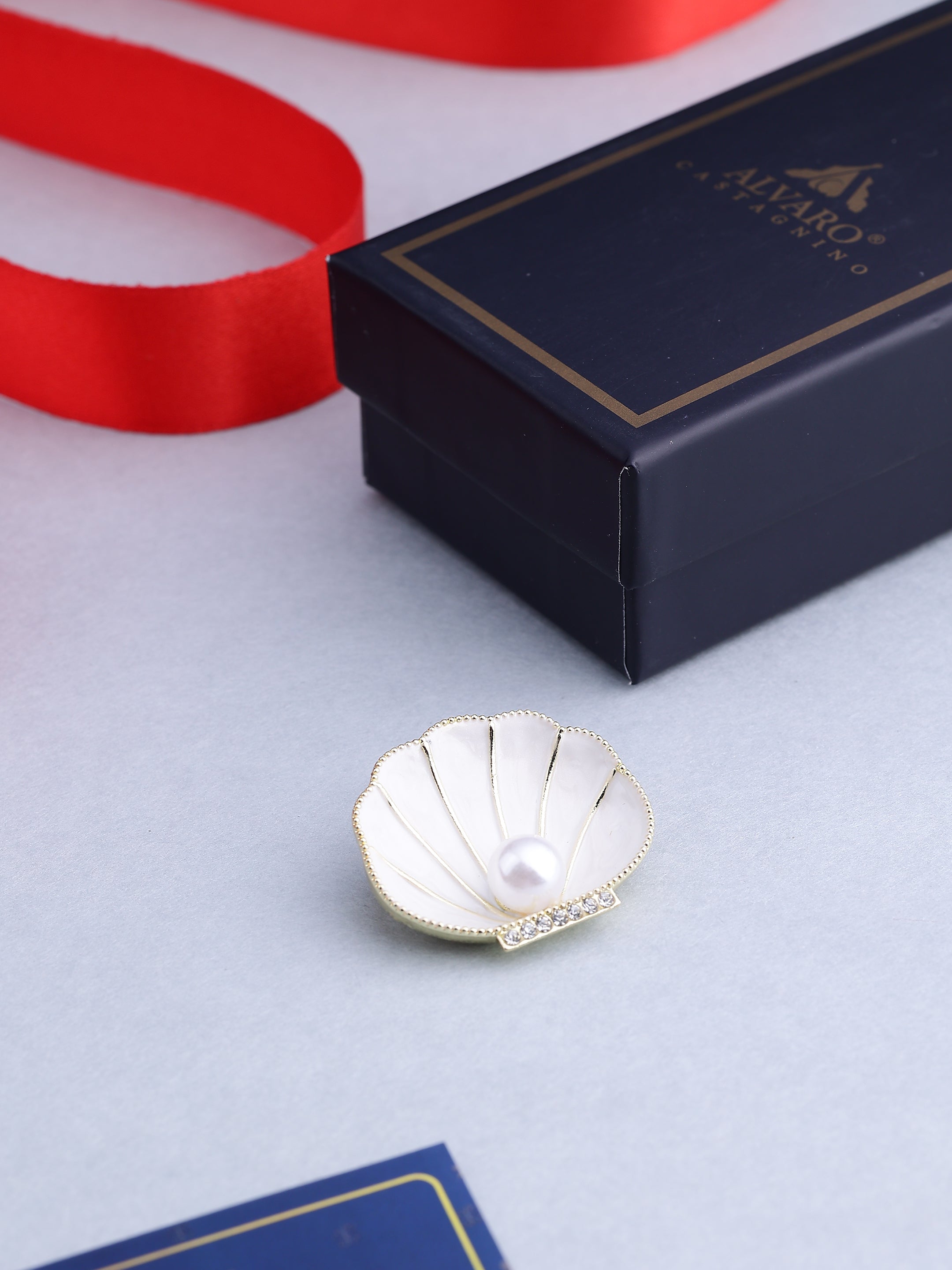 Elegant Pearl Seashell Brooch