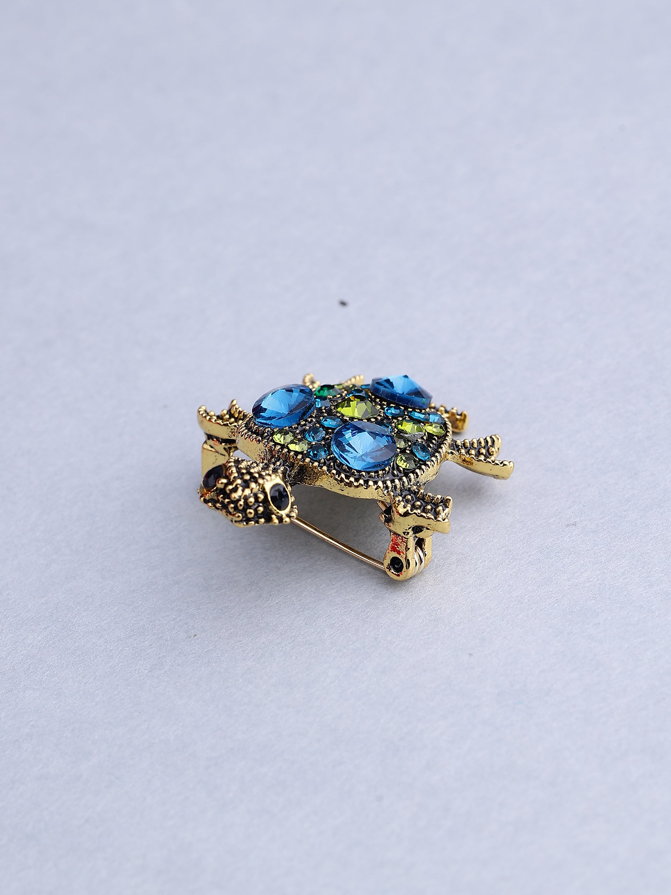 Vintage Crystal Tortoise Brooch