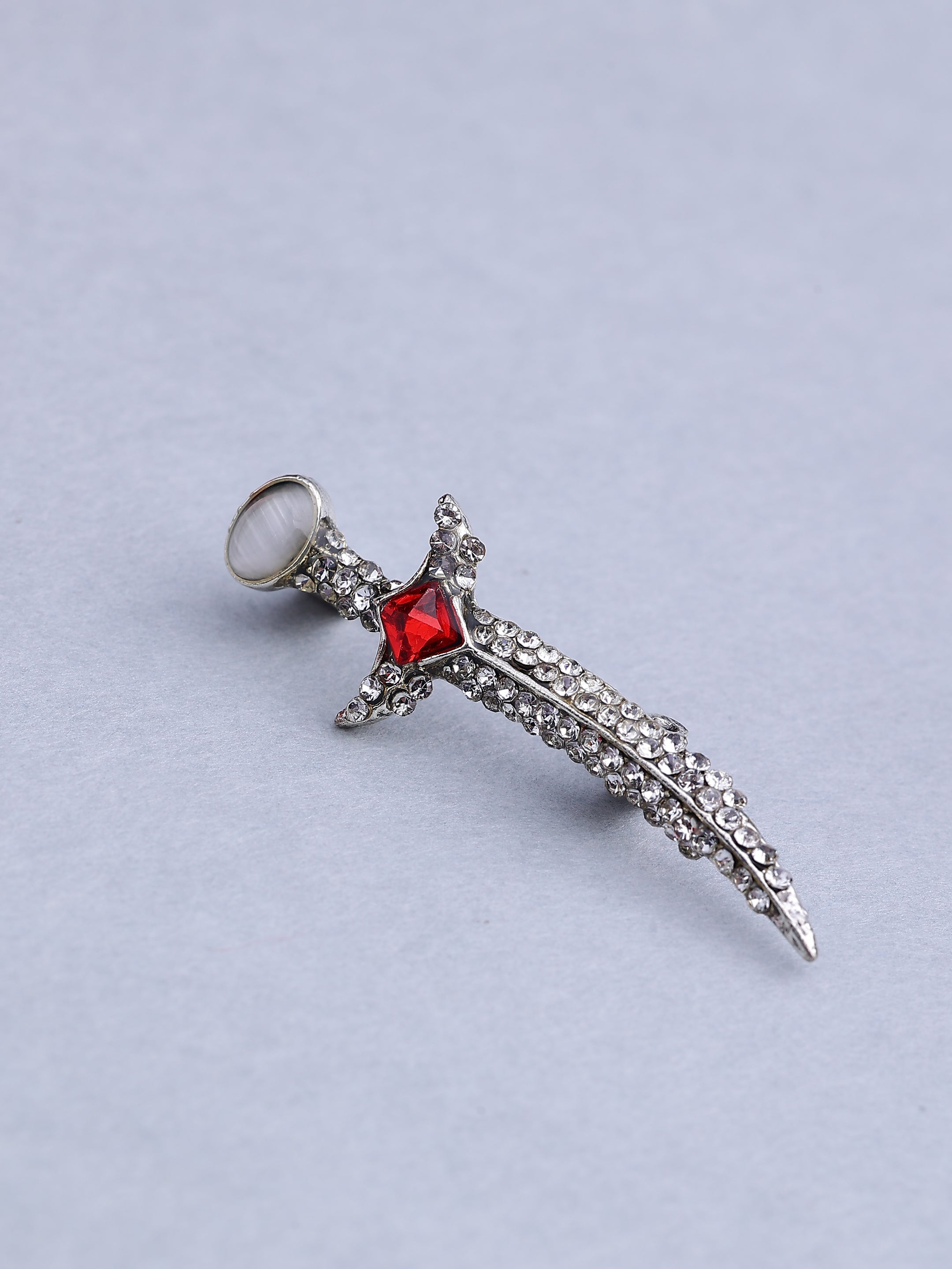 Vintage Crystal Curved Dagger Brooch