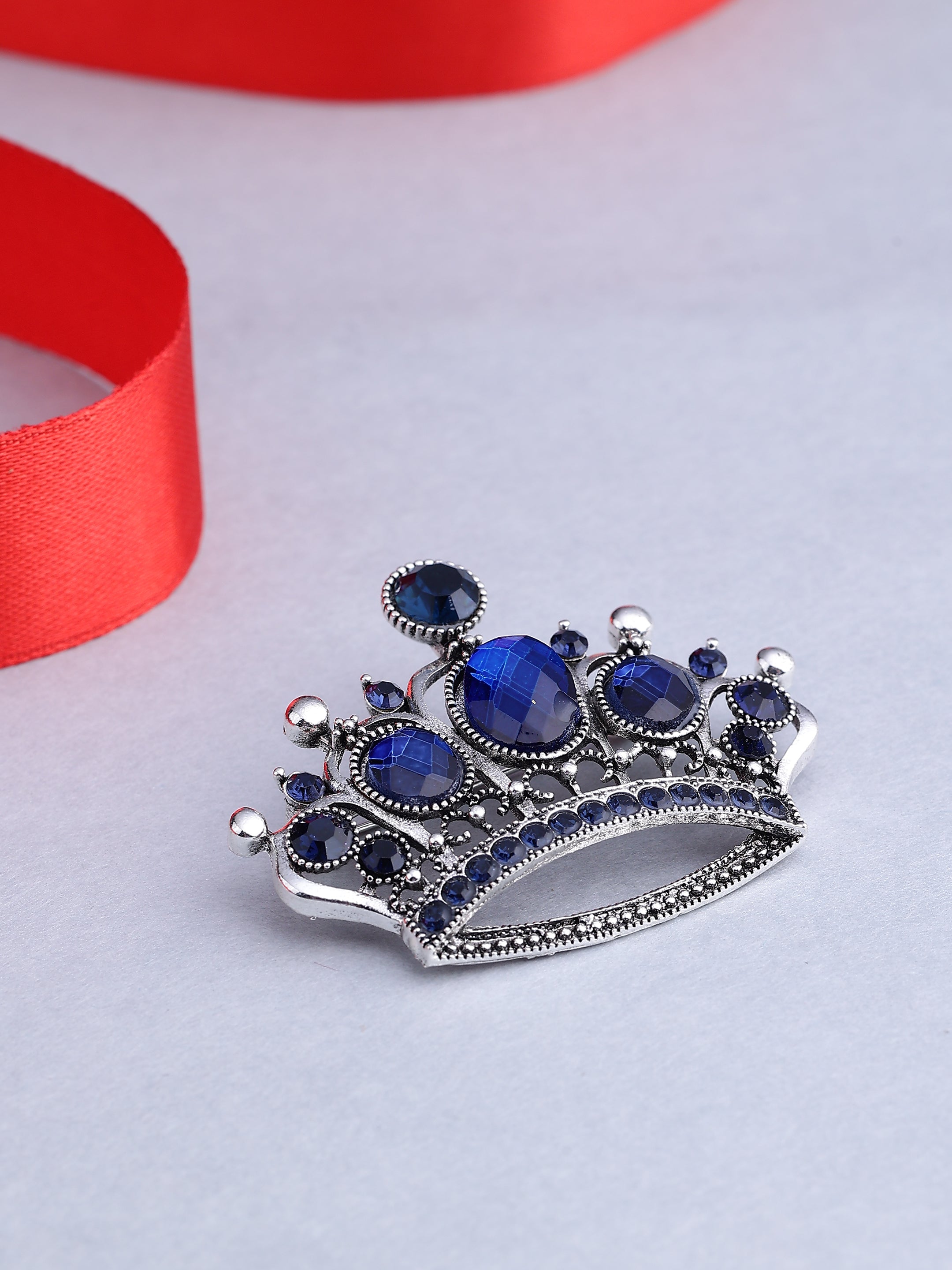 Regal Crystal Crown Men's Brooch