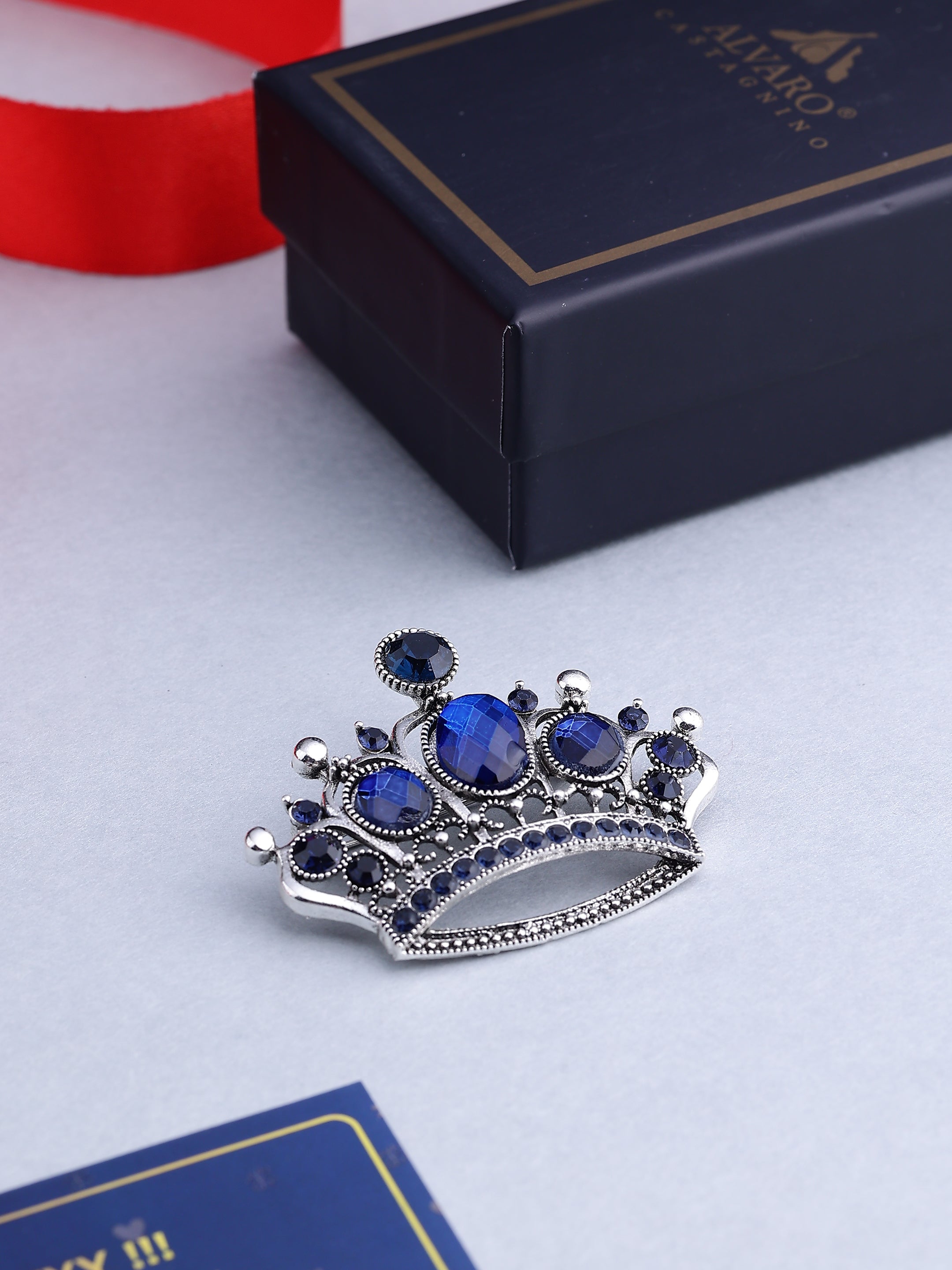Regal Crystal Crown Brooch