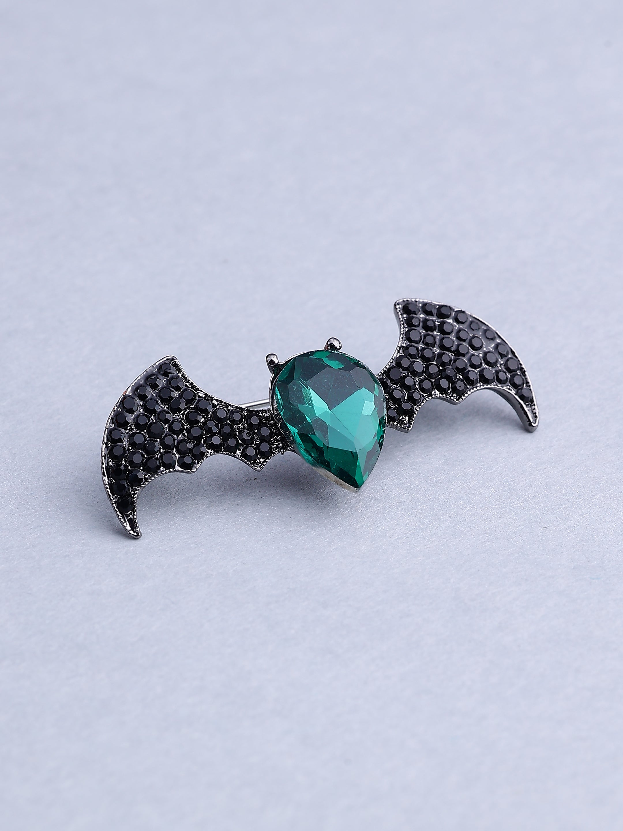 Gothic Crystal Bat Brooch