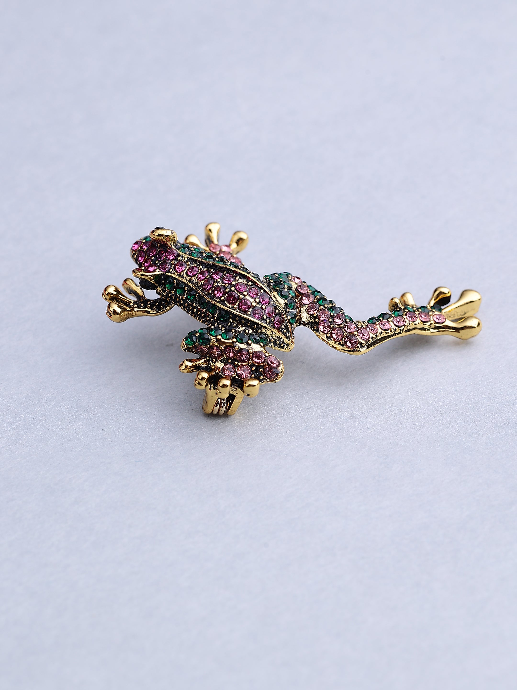 Vintage Crystal Frog Men's Brooch
