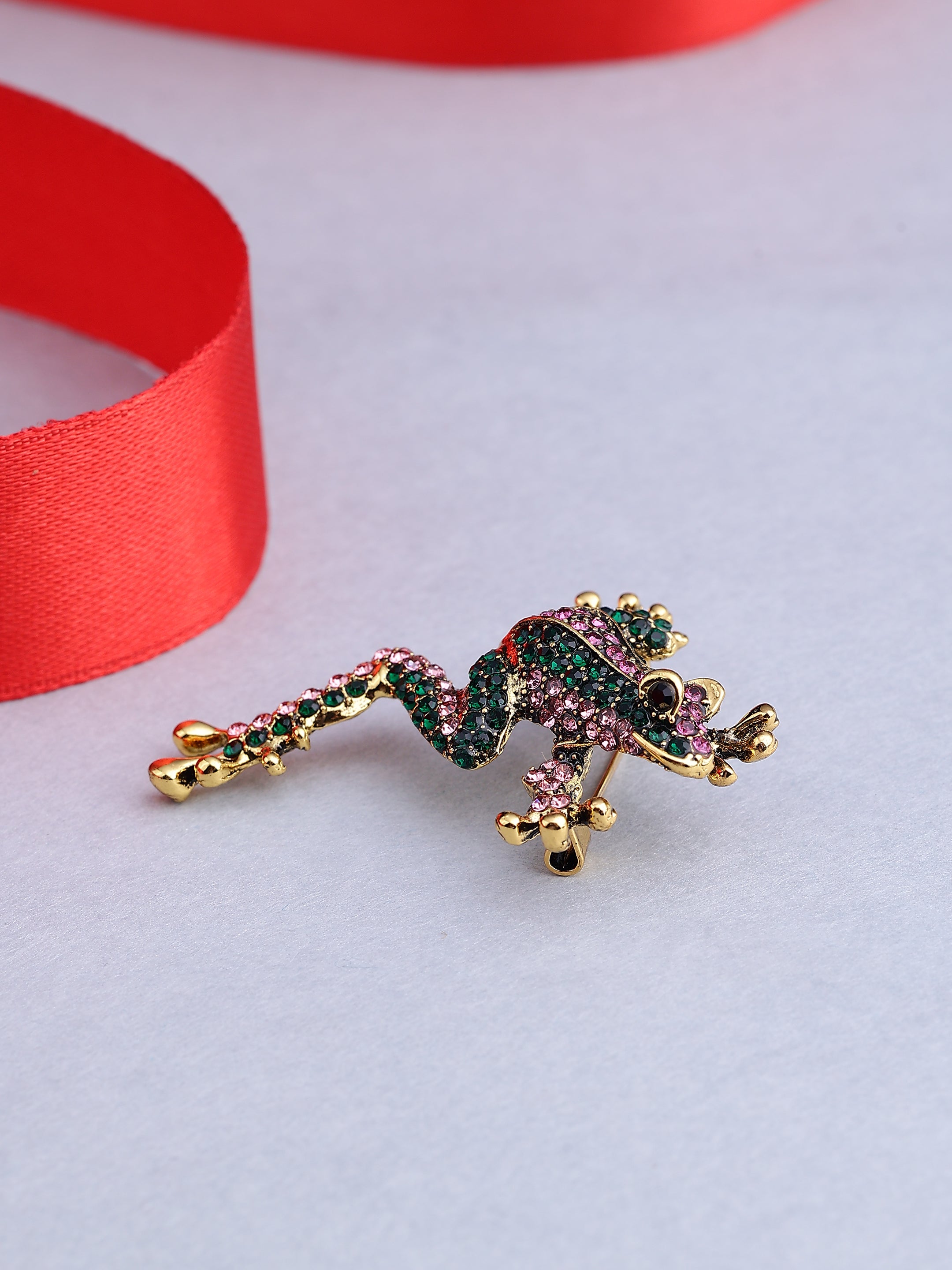 Vintage Crystal Frog Men's Brooch