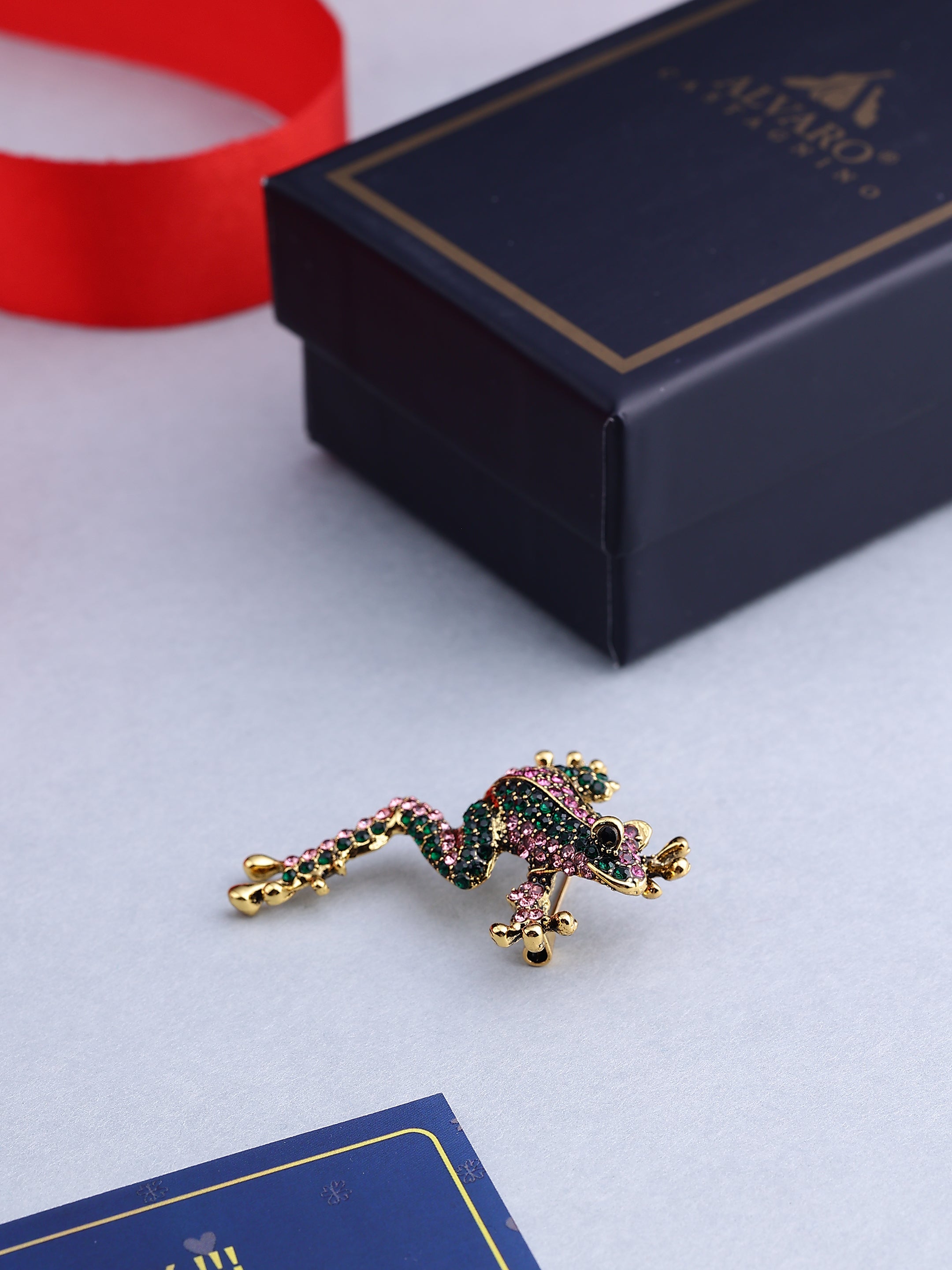 Vintage Crystal Frog Men's Brooch