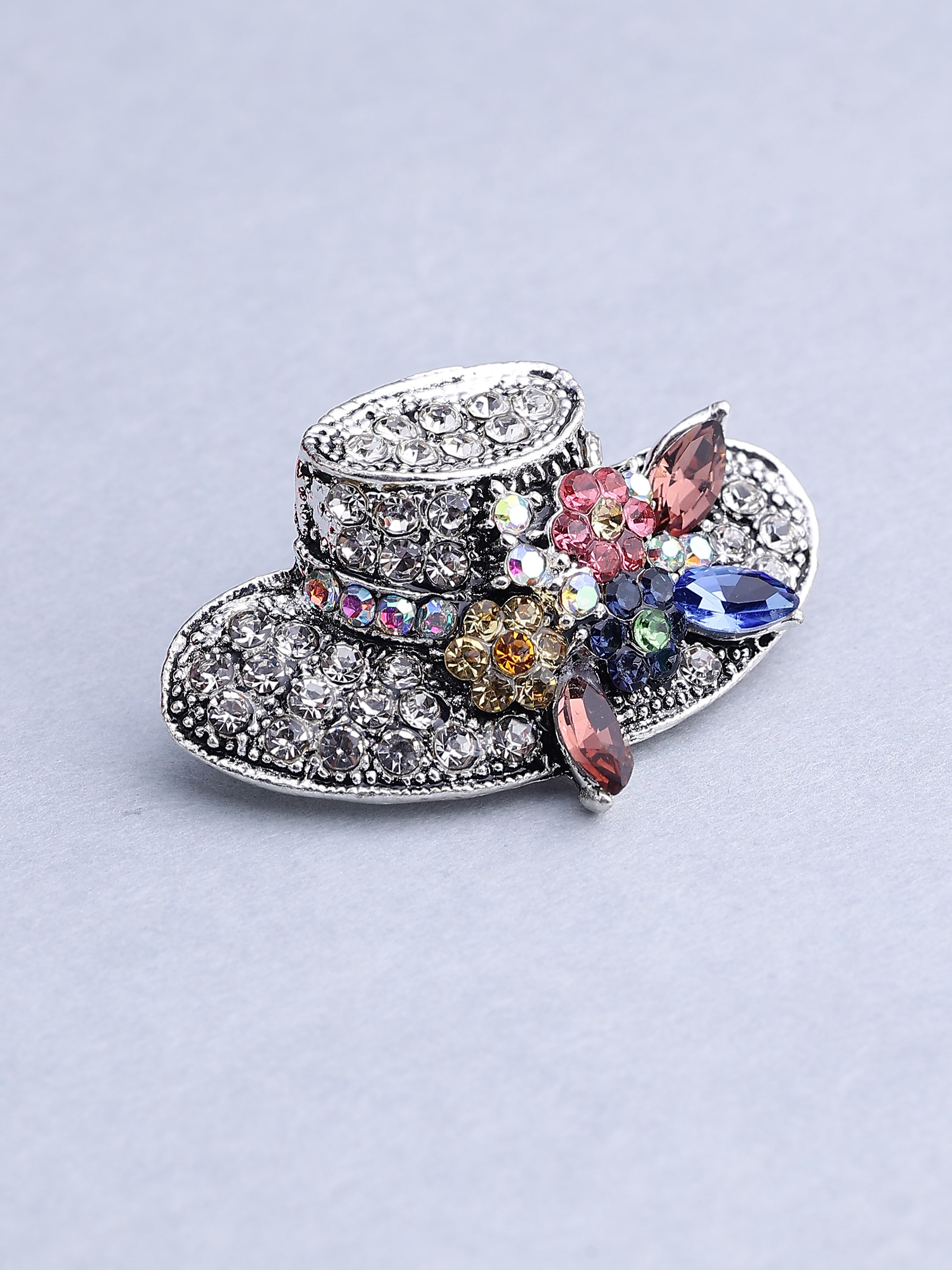 Vintage Crystal Floral Hat Brooch